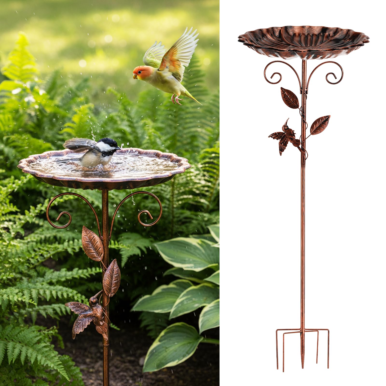Abbeveratoio per Uccelli in Piedi Grande con Base Stabile, Ideale per Esterni Giardino Balcone Cortile, Uccelli Selvatici E Decorazione da Giardino