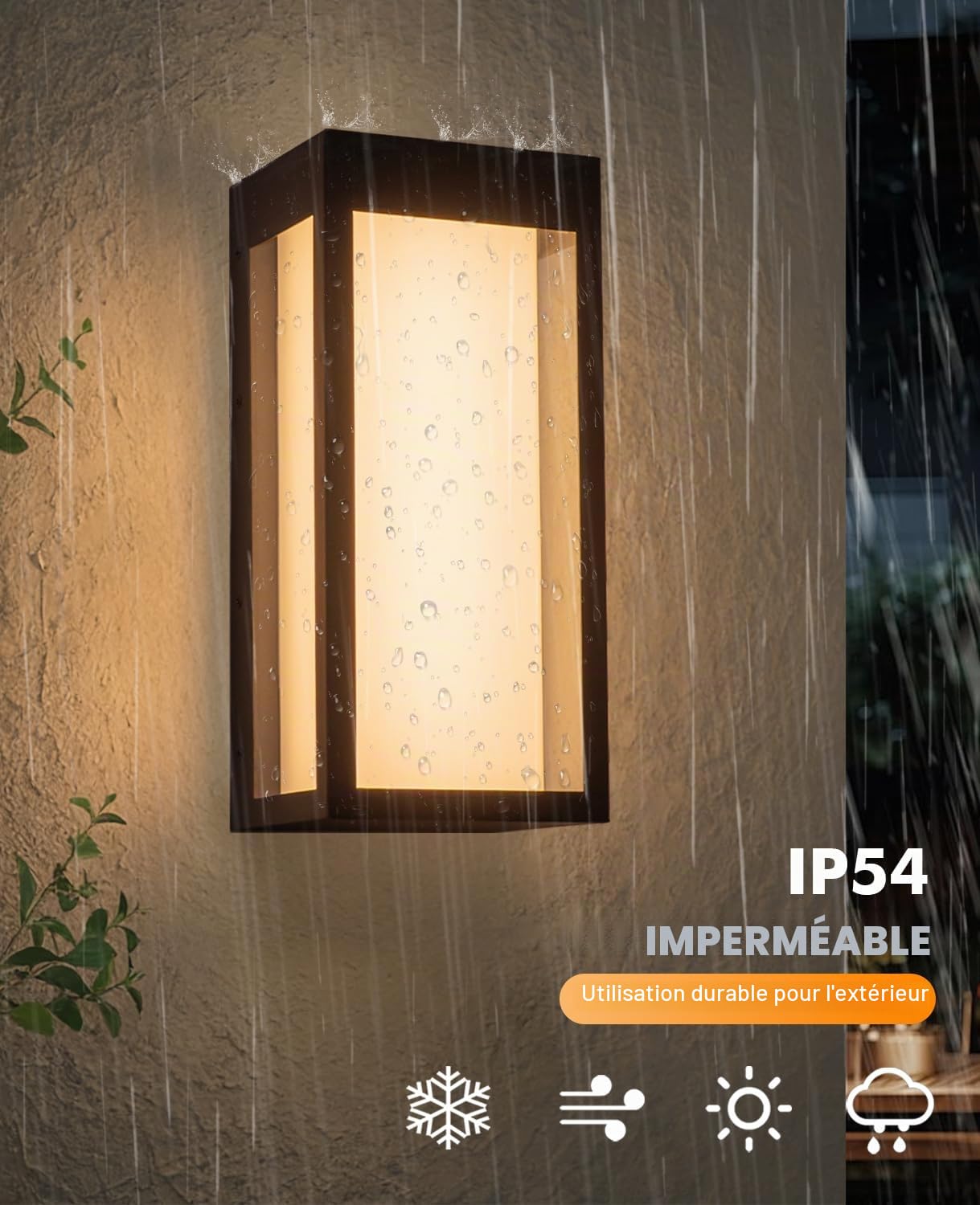 FTL LED Applique Murale Exterieur, 12W Luminaire Exterieur, 3000K Blanc Chaud LED Eclairage Exterieur, Moderne Etanche Luminaire Murale, Noir LED Lampe Exterieur Murale pour Terrasse Entrée Jardin