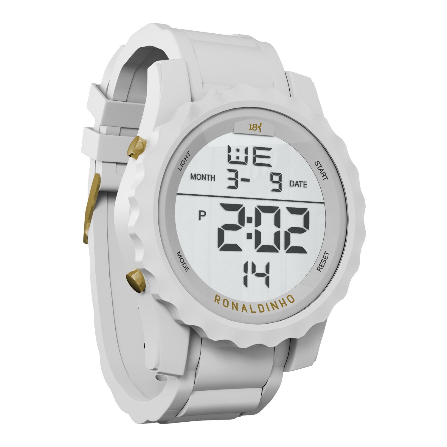 18k Ronaldinho Watches Mens Helium Digital Watch White Silver Accents |  Desertcart Cayman Islands