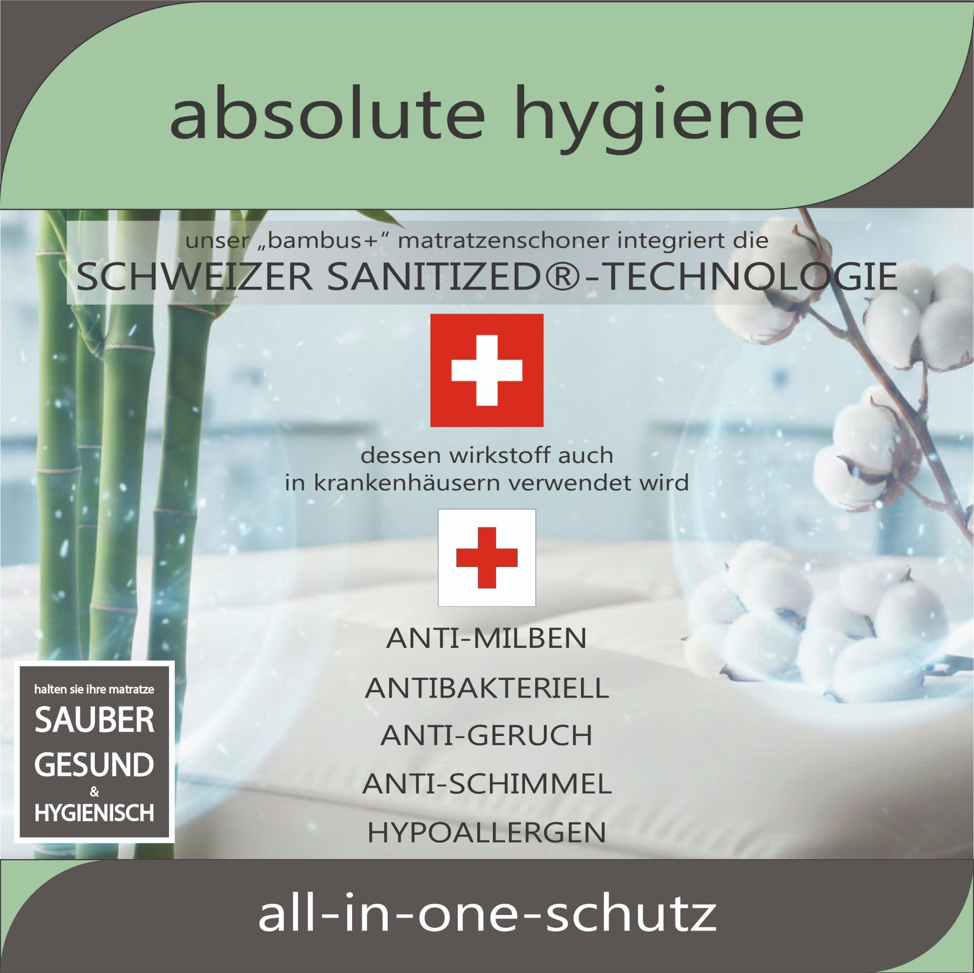Twillie Matratzenschoner 160 x 200 Bambus – Premium-Qualität – Wasserdicht & Atmungsaktiv – Mit Naturbaumwolle, Schweizer Sanitized Anti-Milben Antibakteriell Geruchshemmend – Hergestellt in EU