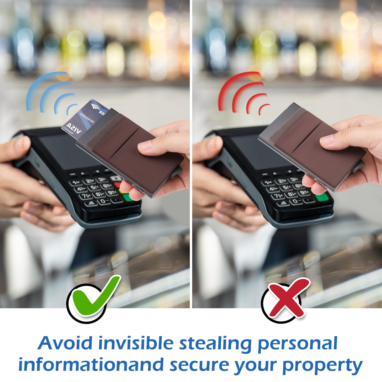 Vastaia Portafoglio da uomo in pelle piccolo con portamonete | Portafoglio da uomo e da donna Slim con protezione RFID | Slim Wallet con scomparto per monete, caffè, Kartenetui-Stil, Minimalista