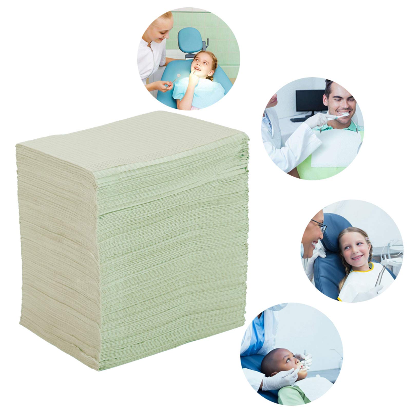 Ejoyous Einweg-Zahnlätzchen, Holzzellstoffpapier mit PE-Rückseite, Zahnhandtuch, 500 Stück, 13,2 X 17,7 Zoll, Saugfähig, Wasserdicht, Geprägt, für Zahntätowierungen, Kieferorthopädische