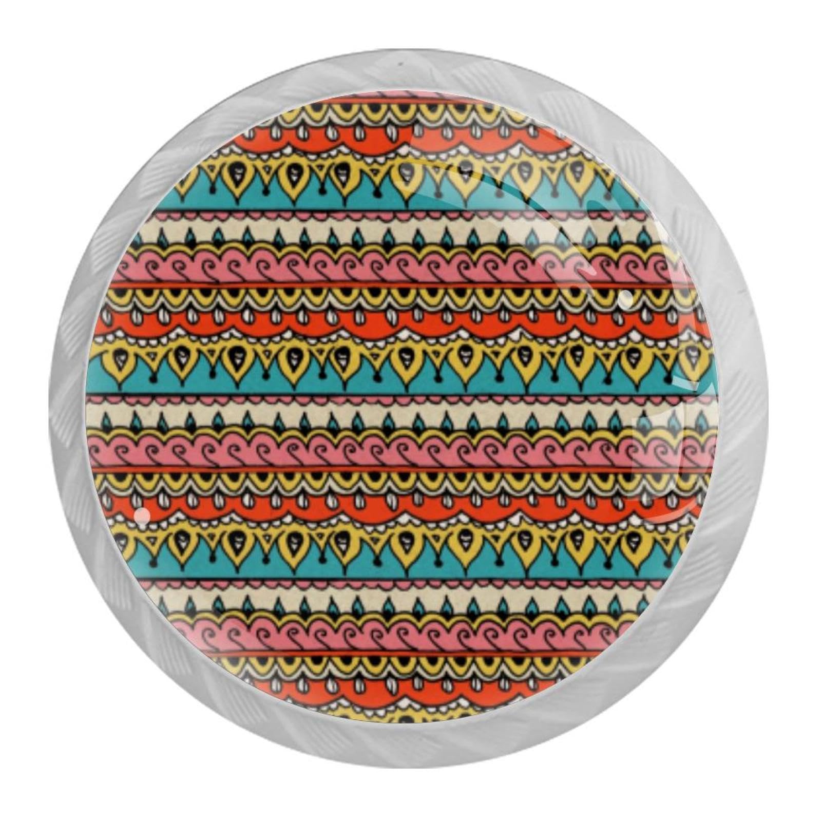 Tqmspg Multi13 4 Pieces Drawer Pulls Ethnic Pattern Door Knobs Dresser Handles For Kitchen Wardrobe Cupboard Hardware Furniture