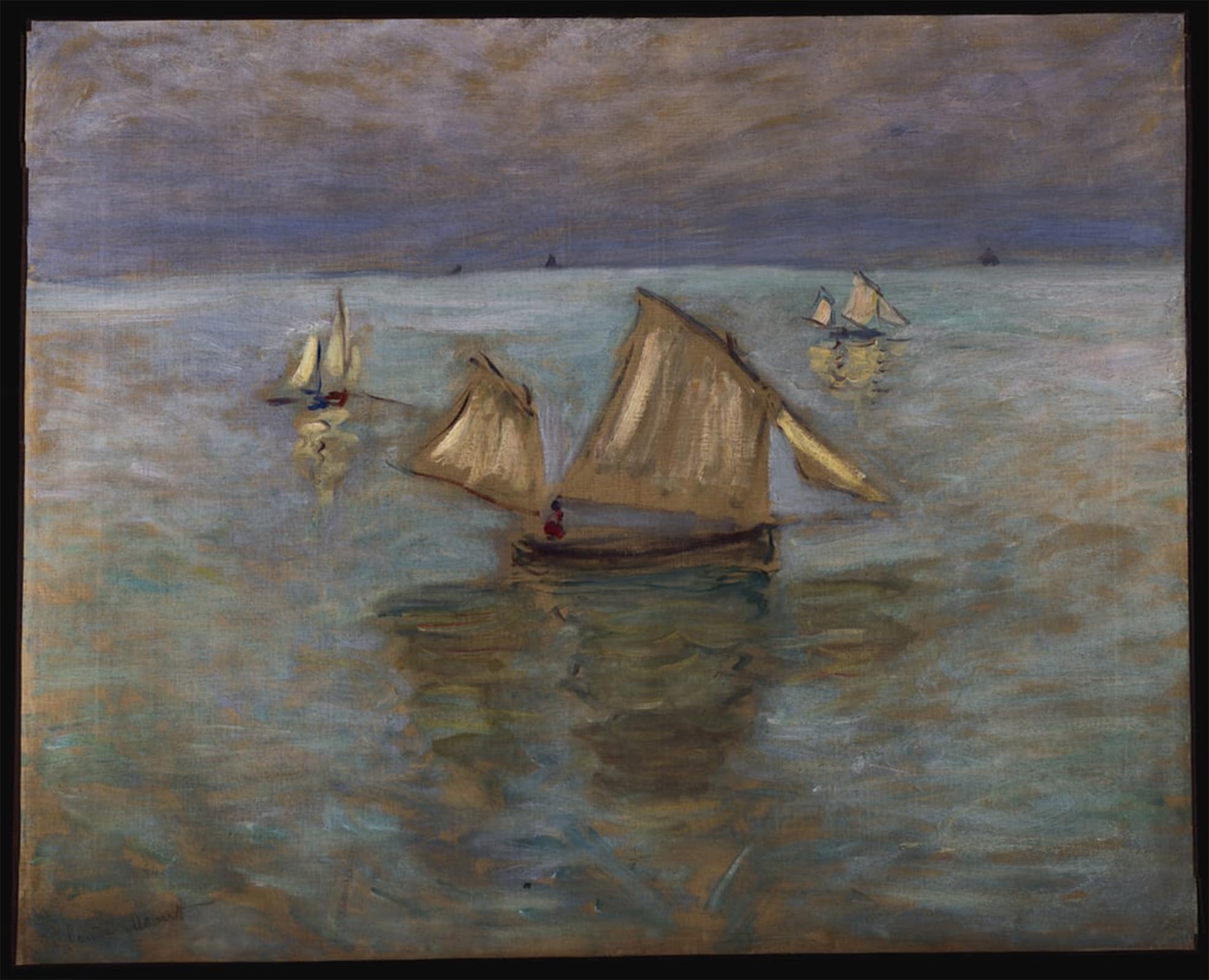 SERENDIPITP Abstract Painting Mural Print Picture Wall Decor Painting Fishing Boats At Pourville by Claude Monet Vintage Wall Artwork for Home Decor 60x90cm