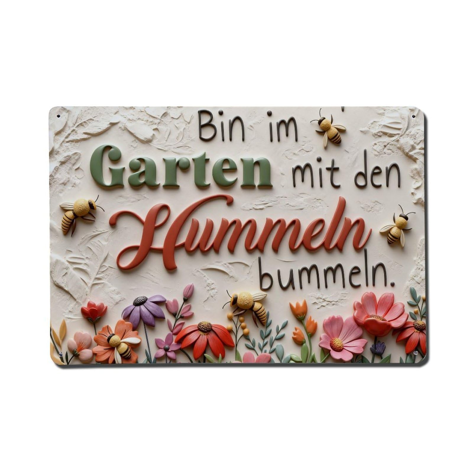 Bee Garden Flowers Spring Nature Metal Tin Sign Plaque
