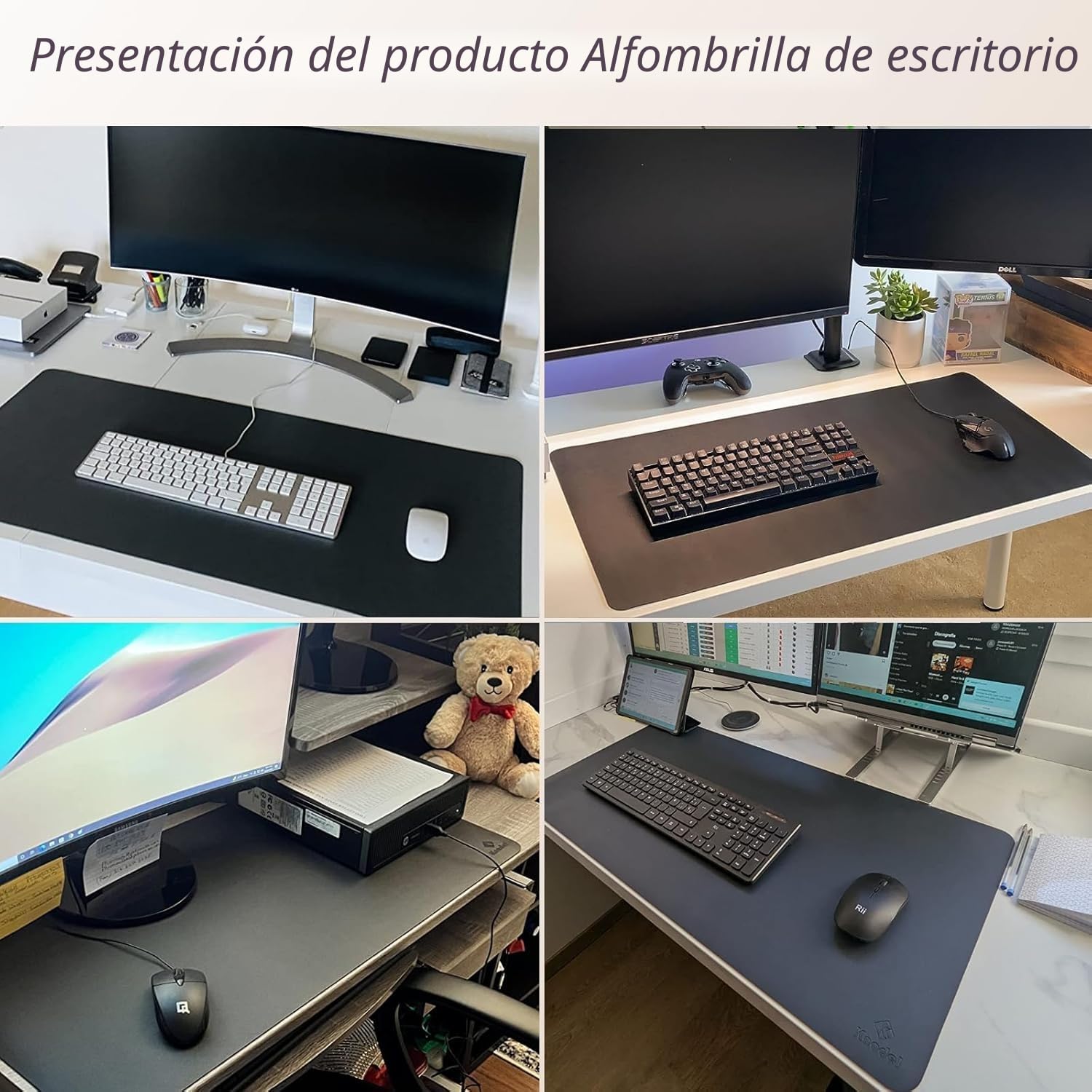 Niviy Alfombrilla Escritorio Negro Tapete Escritorio de Cuero PU Impermeable y Antideslizante Desk Mat Duradero Protector Mesa Escritorios para Oficina y Hogar 80x40cm