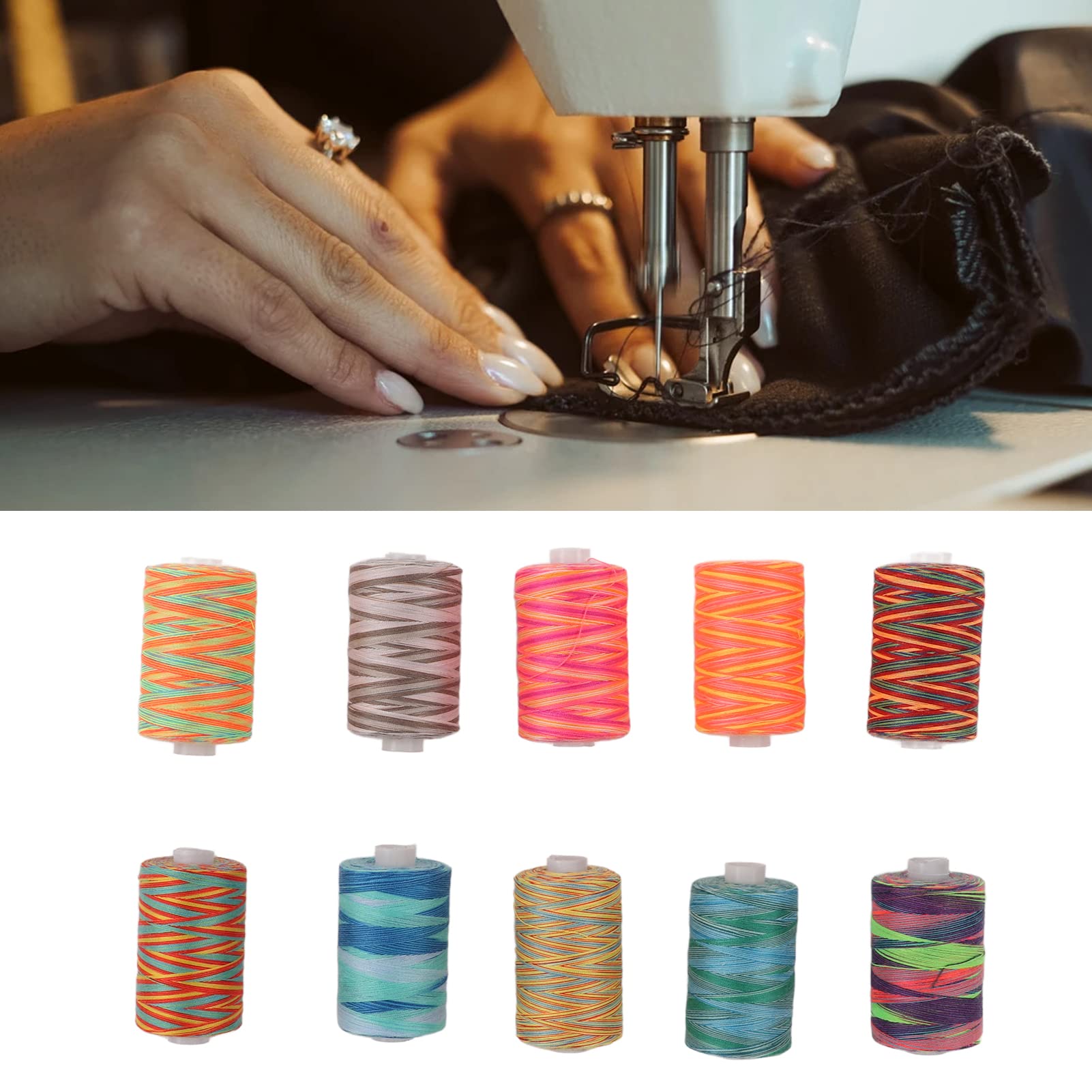 10 Uds. Kit de Hilo para Máquina de Bordar de Poliéster Variado, Resistente Al Desgaste, Hilo de Coser 402, Costuras Decorativas
