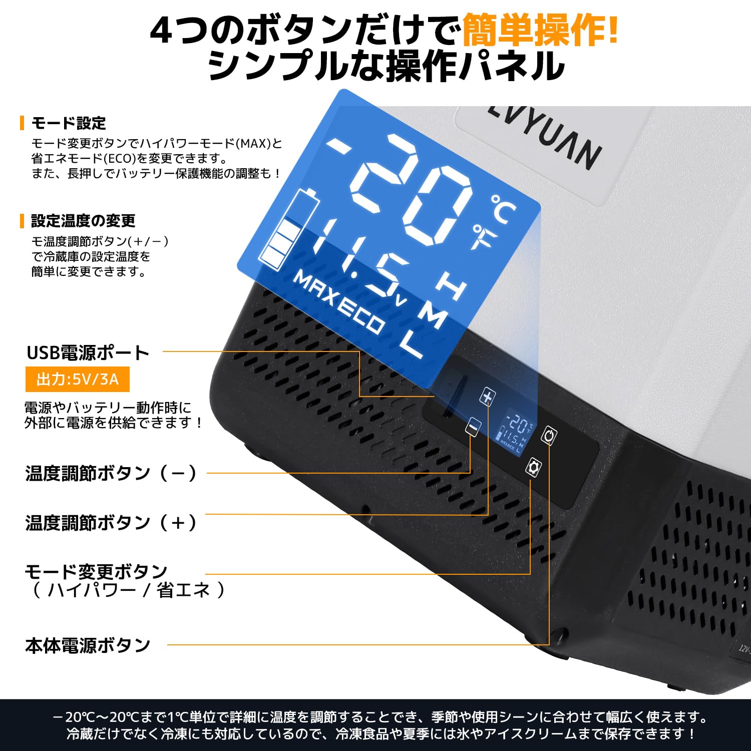 Amazon.co.jp: LVYUAN ポータブル冷蔵庫 9L 車載冷蔵庫 -20℃～20