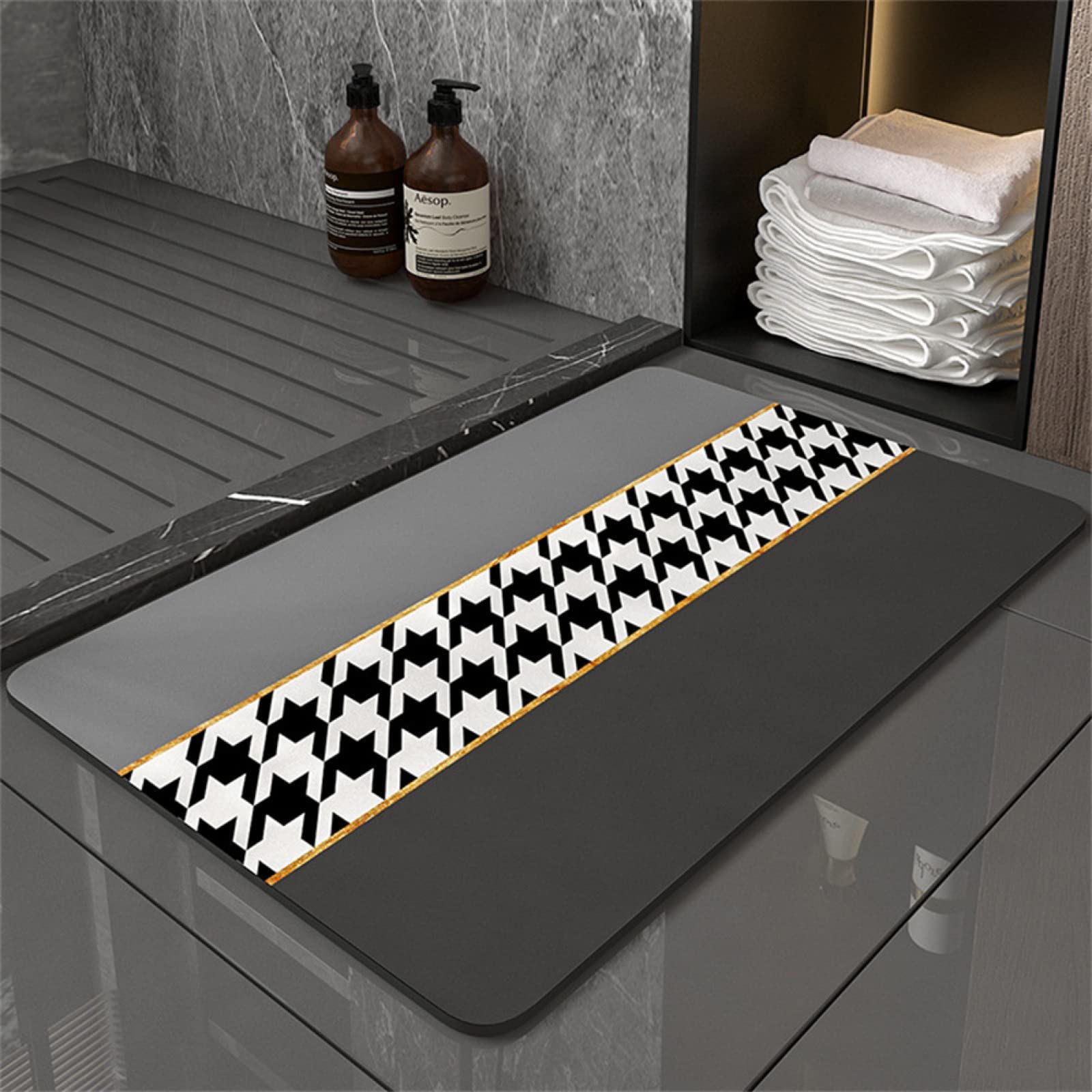 Tapis de Bain, Tapis Salle de Bain, Tapis de Bain Antiderapant, Tapis de Douche AntidéRapant, Tapis de Bain Absorbant, 90x120cm Grande Tapis, Tapis Diatomite, Tapis Absorbant Entree, Gris