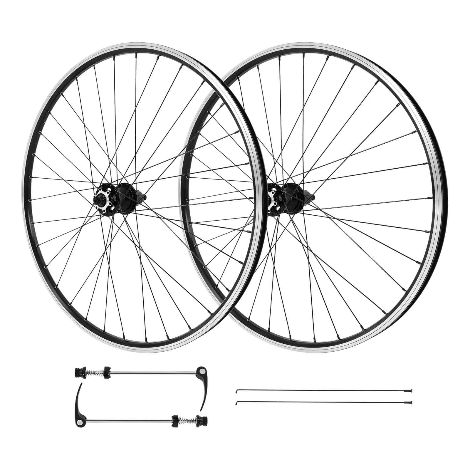 Cerchi Bici MTB 29 Pollici Completi, Ruote Anteriore e Posteriore con Mozzo Nero Freni a Disco, Lega di Alluminio Resistente per Ciclismo Fuoristrada