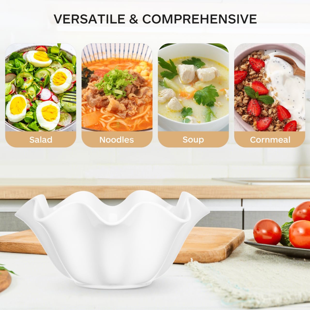 CALLARON Bol de service en céramique en forme de fleur, plat d'accompagnement en porcelaine pour assaisonnement japonais pour sauce soja, ketchup, apéritif, barbecue, collation, soupe, riz, 21,1 cm en