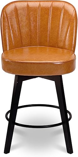 Miniatura 4 de MINCETA Taburetes de mostrador, 26 pulgadas, 360 pulgadas, línea vertical, giratoria, moderna, tapizada, altura de mostrador, juego de 2, PU en