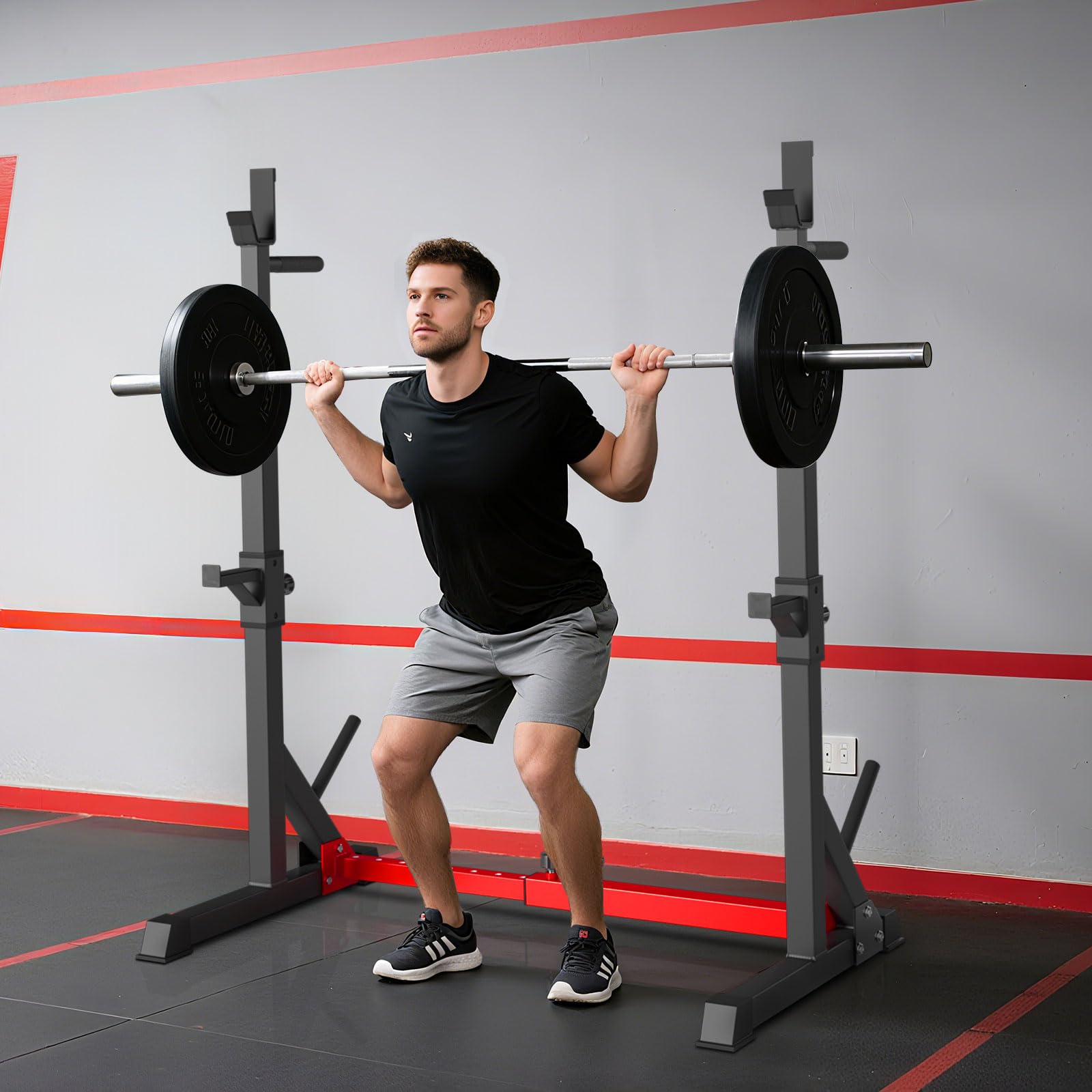 Rack da Squat, Supporto Bilanciere Regolabile, Stand per Sollevamento Pesi Multifunzione per casa, palestra Max 250 KG