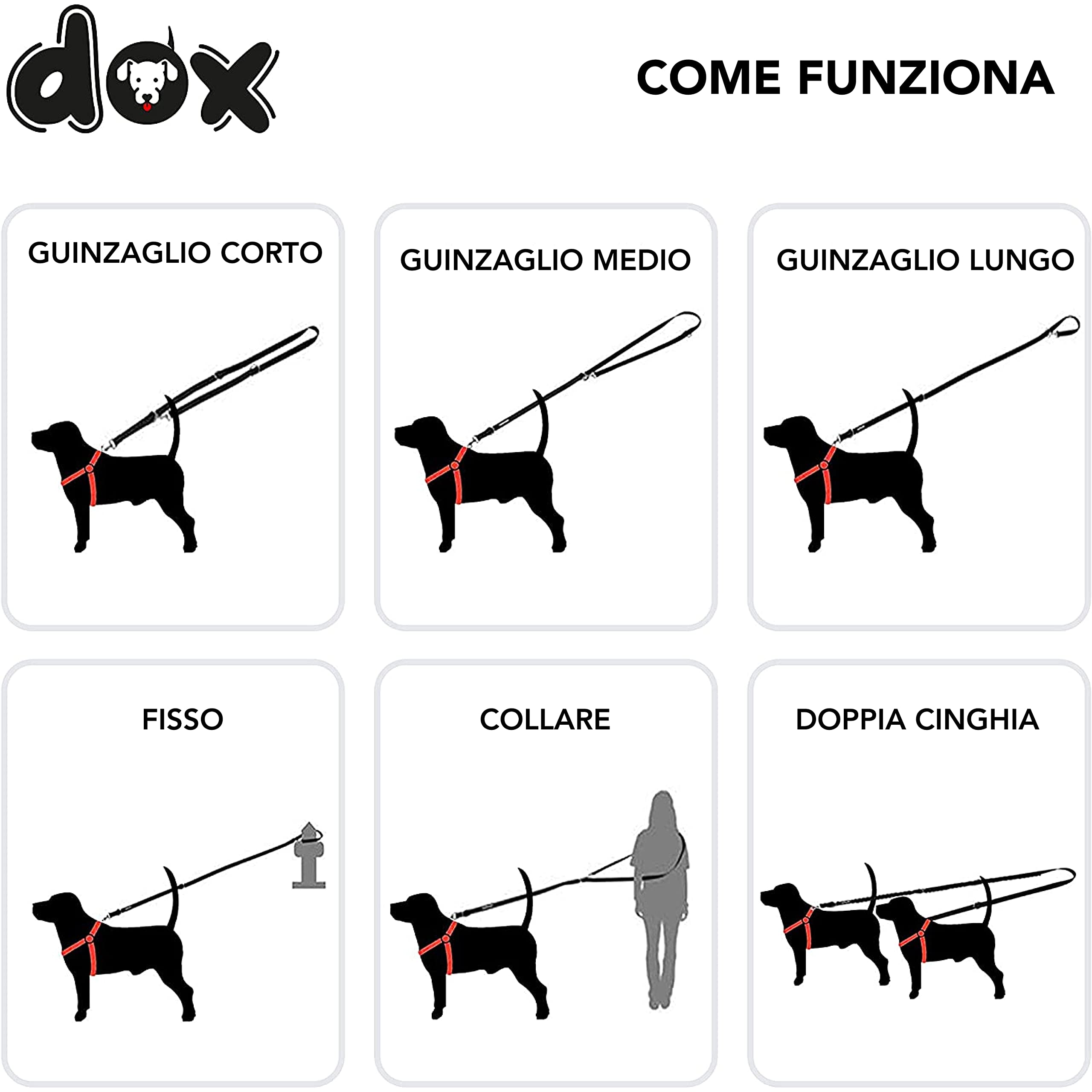 DDOXX Guinzaglio per Cani Air Mesh, Regolabile con 3 Misure, 2m | Tanti Colori e Taglie | Guinzaglio Doppio Cane Gatto Cucciolo Taglia Piccola Media Grande Piccoli Medi Grand | Rosso, M
