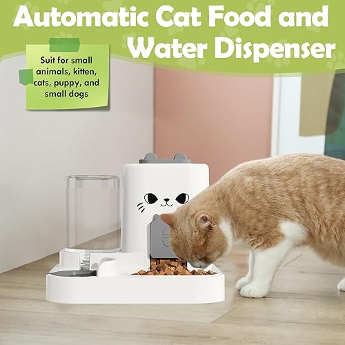 Miniatura 6 de Alimentador automático para mascotas de 1.6 L y dispensador de agua de 0.6 L, dispensador automático de alimentos y agua para gatos, alimentador por