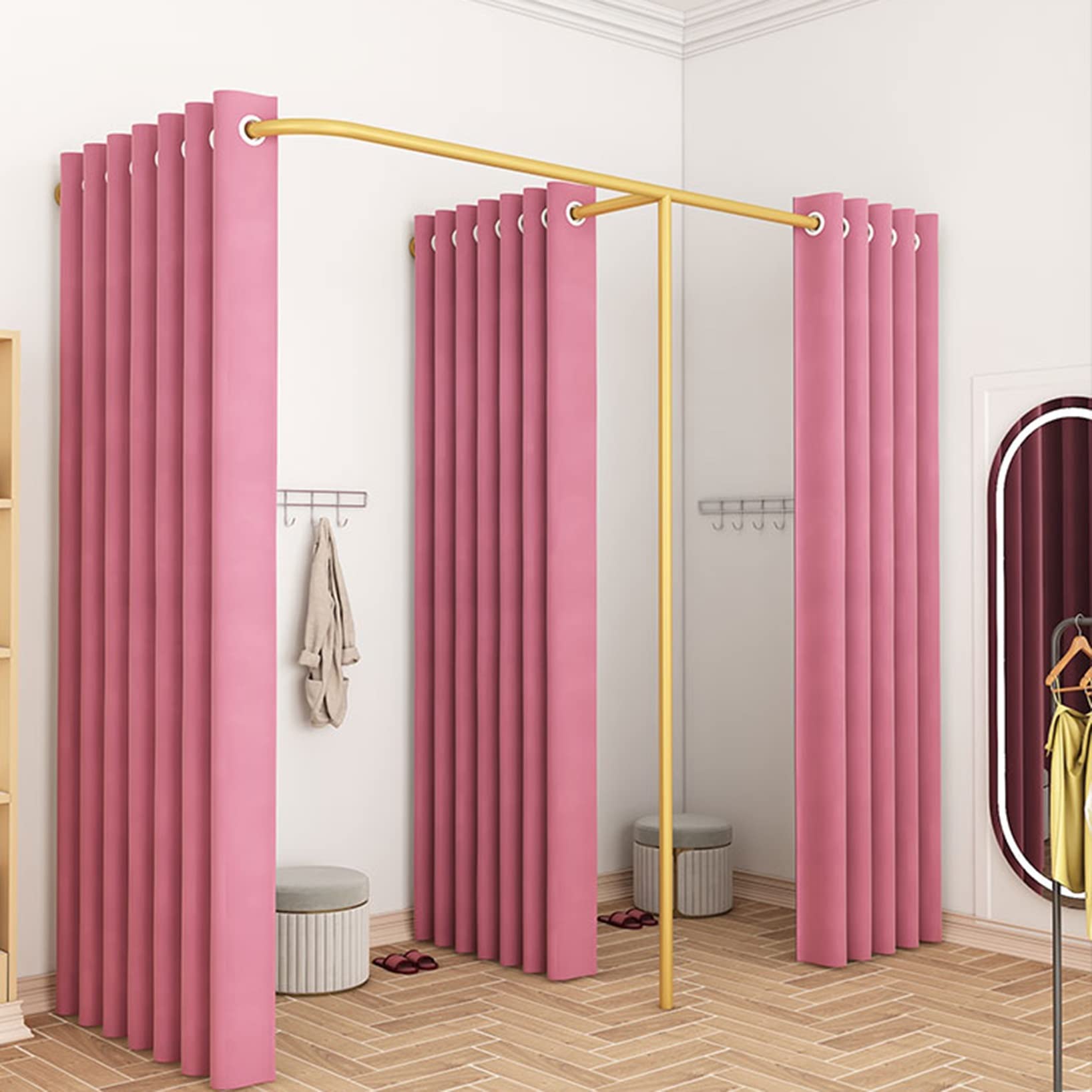 ZYFA Fitting Room Clothing Store Changing Dressing Wall Mounted Locker Room Simple High Shading Rate Curtain Kit Temporary Privacy Protection for Mall,Office,Shopping Malls,Easy to Install