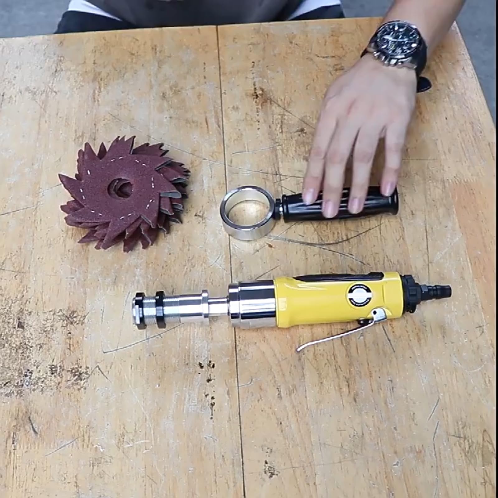 Poratble 1/4 Air Die Grinder Pneumatic Grinding Polisher Mill Engraving Machine With Sanding Discs Tool