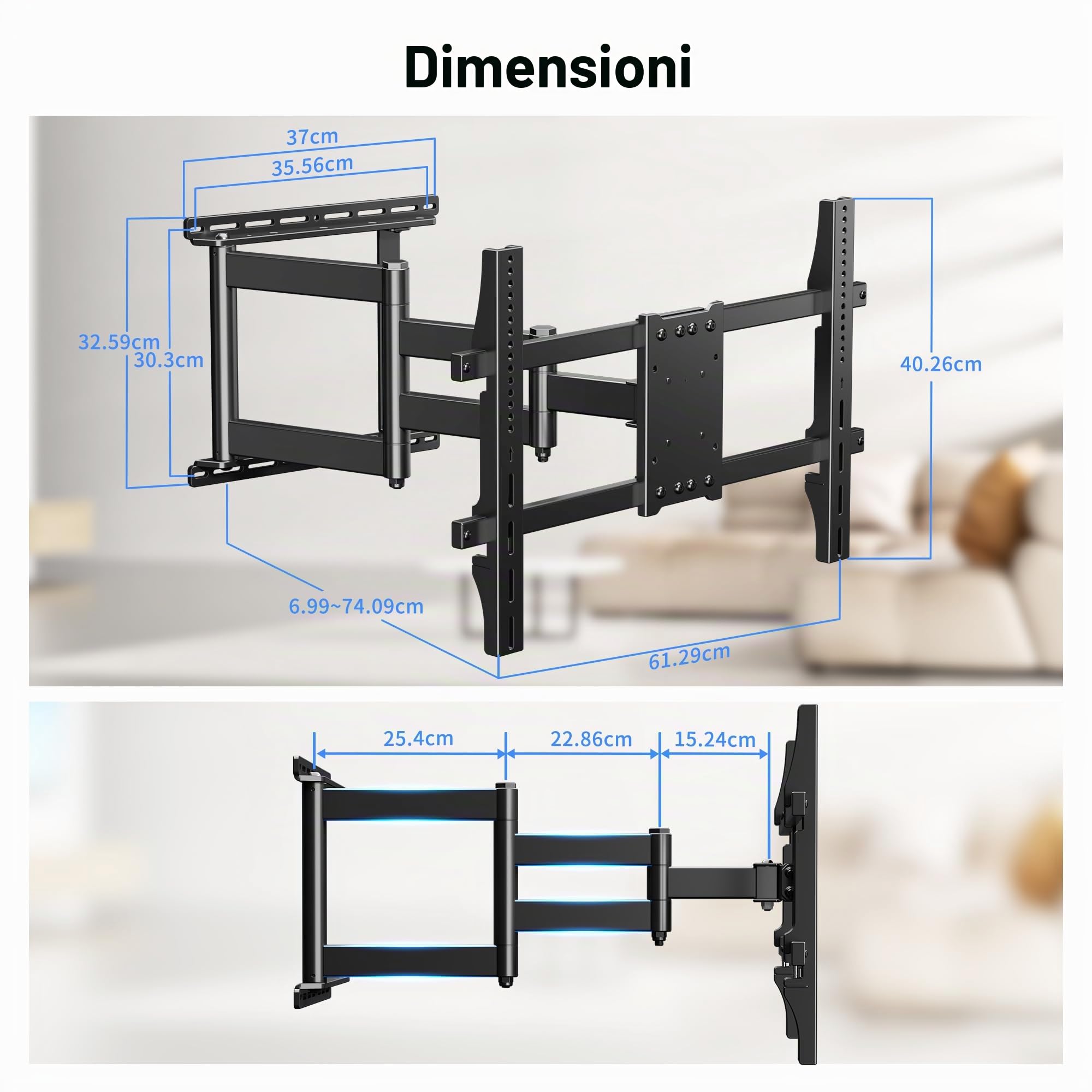 XINLEI Supporto TV a Parete Full Motion per Schermi 32-75 Pollici, Inclinabile e Livellabile, VESA Max 600×400 mm, Portata fino a 45 kg, MA1076M