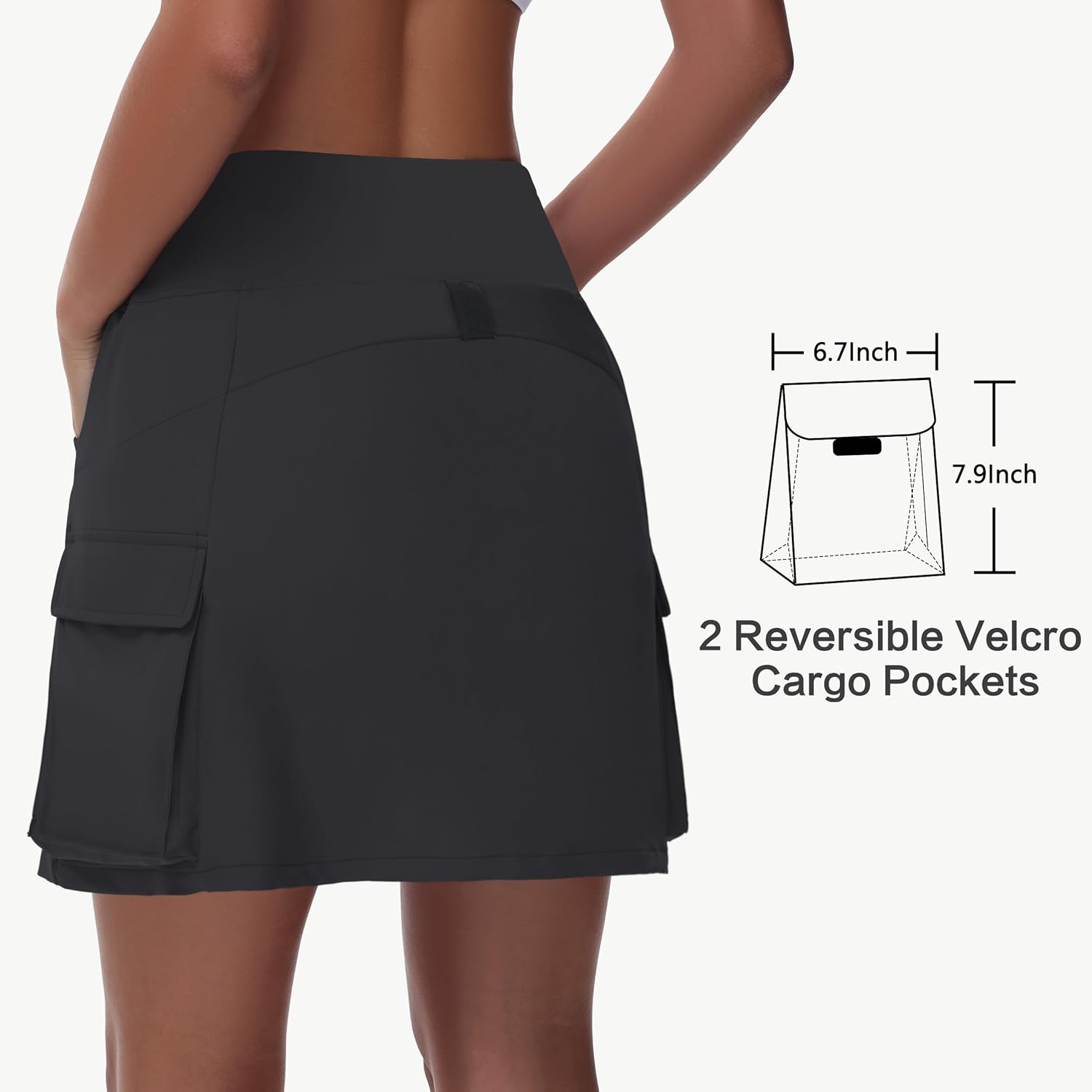 Women's 16" 20" Hiking Cargo Skort Skirt - High Waisted Golf Dressy Casual Workout Sport Skirt with Liner Quick Dry - Image 2