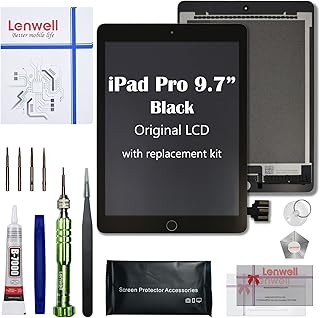 iPad Pro 9.7 2016 True Original OEM Display Digitizer LCD Screen Replacement Touch Assembly A1673 A1674 A1675 Premium Repair Kit + Free Install (Black)