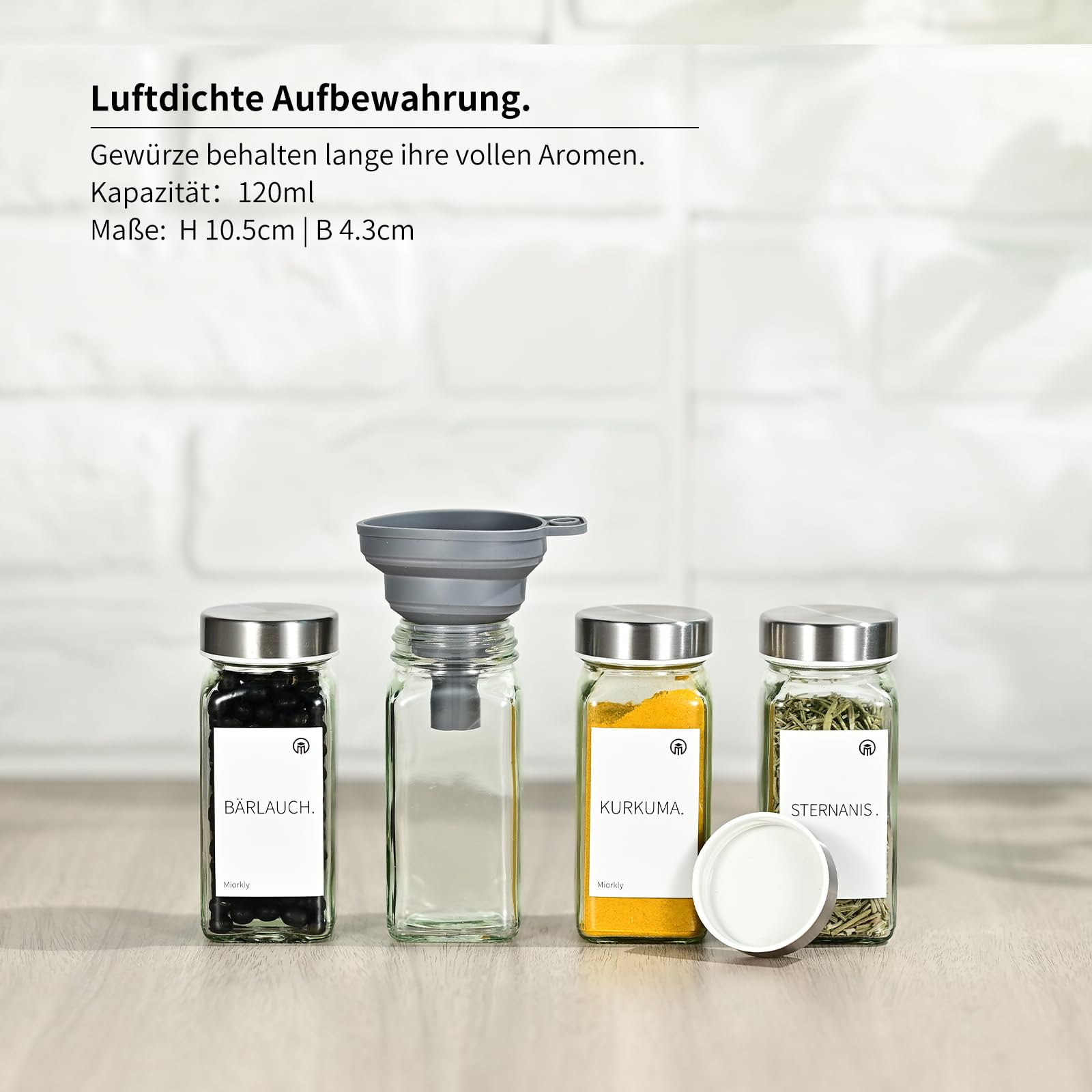 Set 6 Barattoli Per Spezie Kela Fidelis - Con Inserti Shaker A Fori Fini E Grossi, Coperchio In Acciaio Inox, Vetro 70 Ml