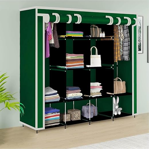 Collapsible Wardrobe 2 Hanging Spaces 12 Shelves