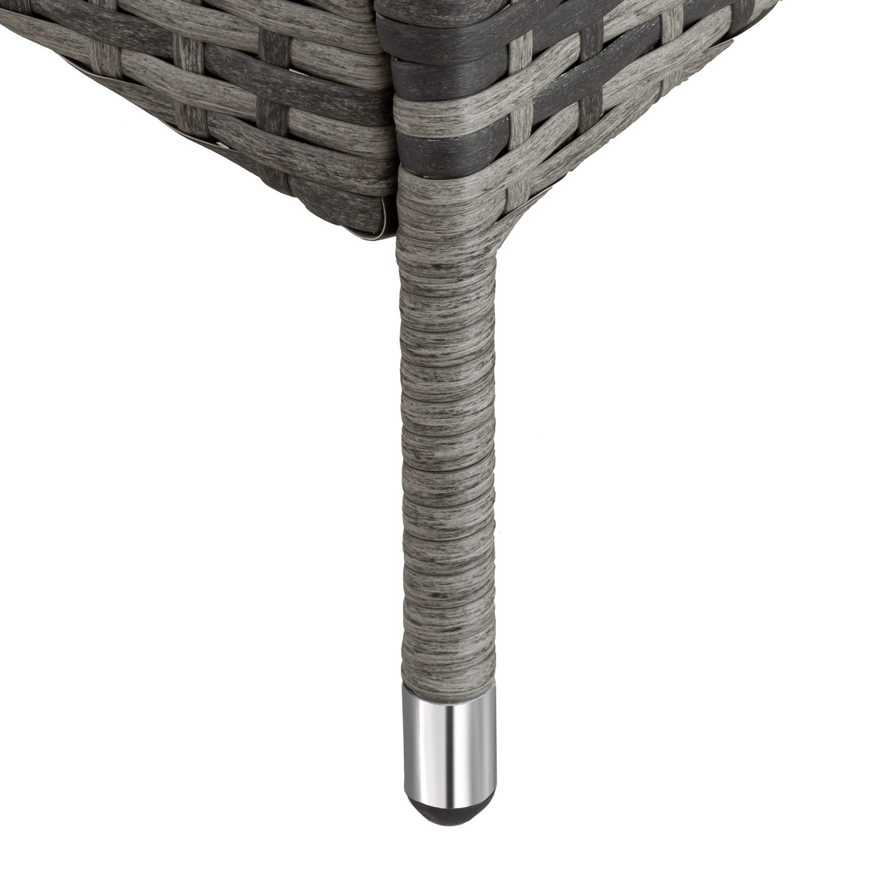 tectake® Aluminium Rattan Sonnenliege mit Armlehne und Rollen, Outdoor Polyrattan Gartenliege mit 6-Fach höhenverstellbarer Rückenlehne (bis 150 kg), Balkon Möbel oder Garten Möbel - grau