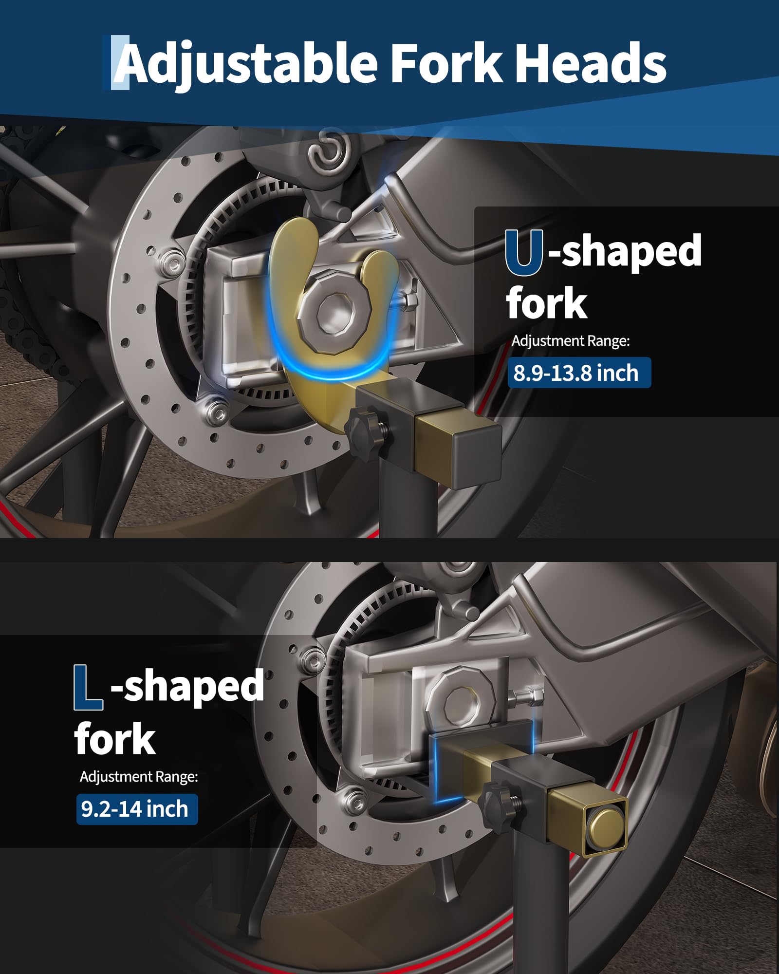Stabiler Montageständer Motorrad Hinten – Motorrad Aufbockständer 450 Lbs Tragkraft, Höhenverstellbar, u- & l-Schwingenaufnahme, Ideal Für Wartung & Reparatur – Schwarz |