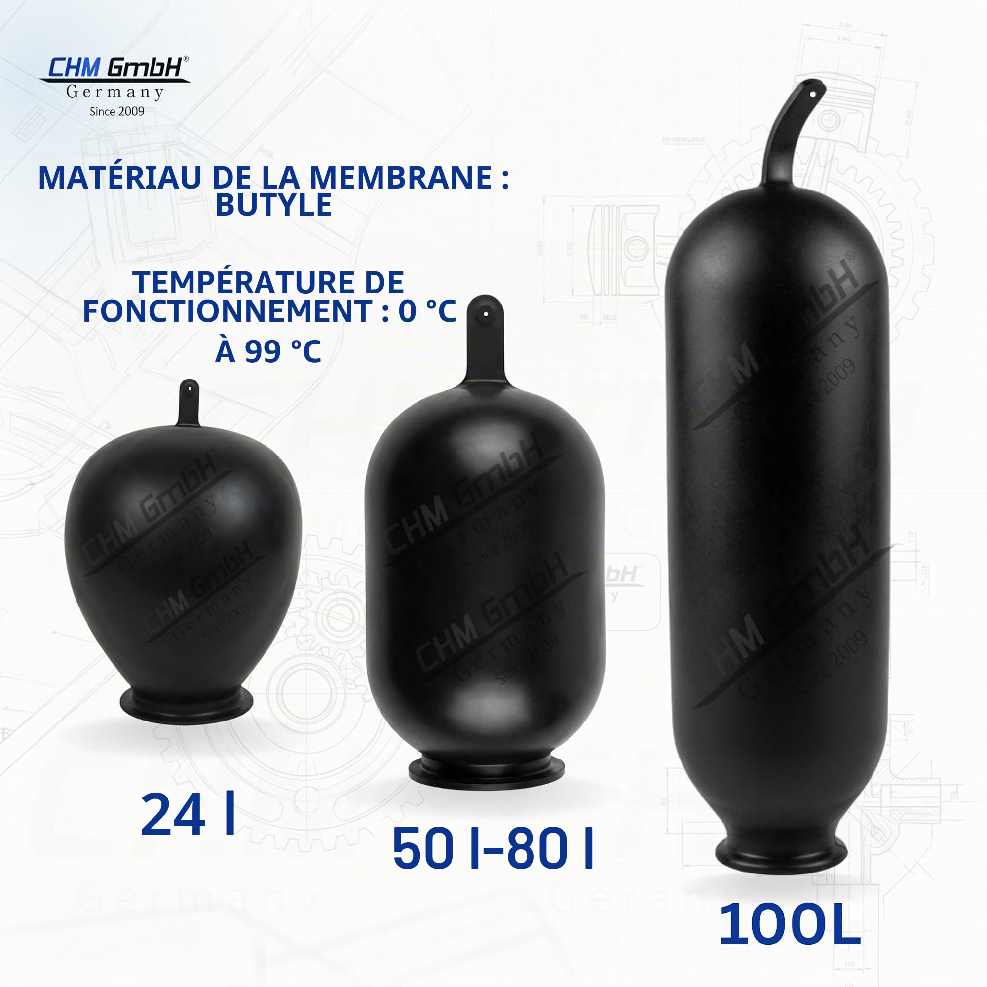 Chaudière à membrane 100 l max. 6 bar Réservoir en acier sous pression