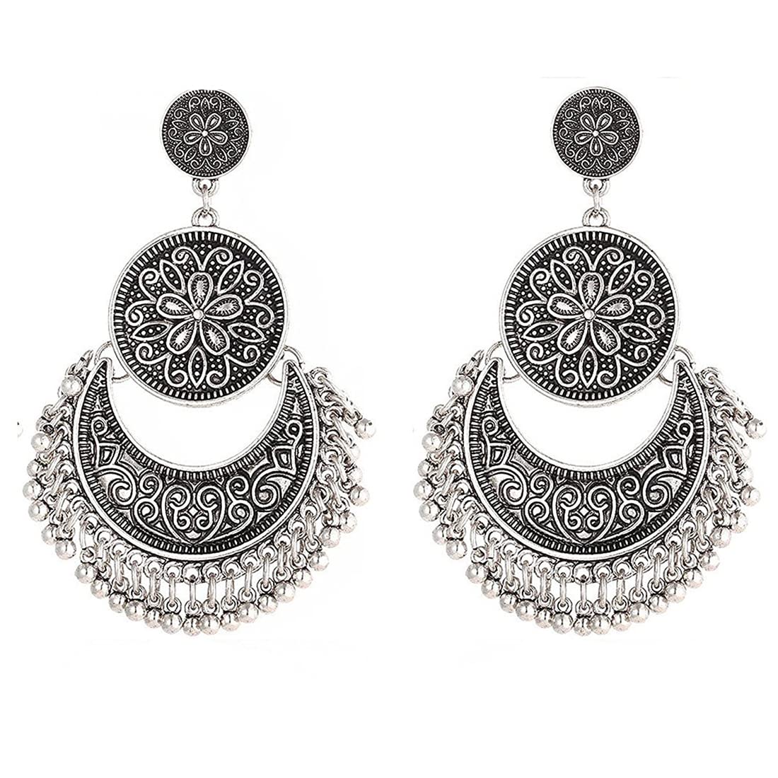 Yellow Chimes Oxidised Earrings for Women Tribal Muse Traditional Oxidised Silver ChandBali Earrings for Women and Girls (B09HQVH92Z) Amazon Price History, Amazon Price Tracker