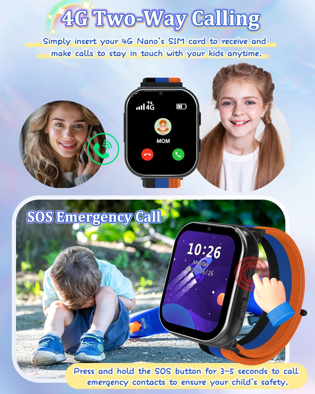 Two-way calling and SOS emergency call features