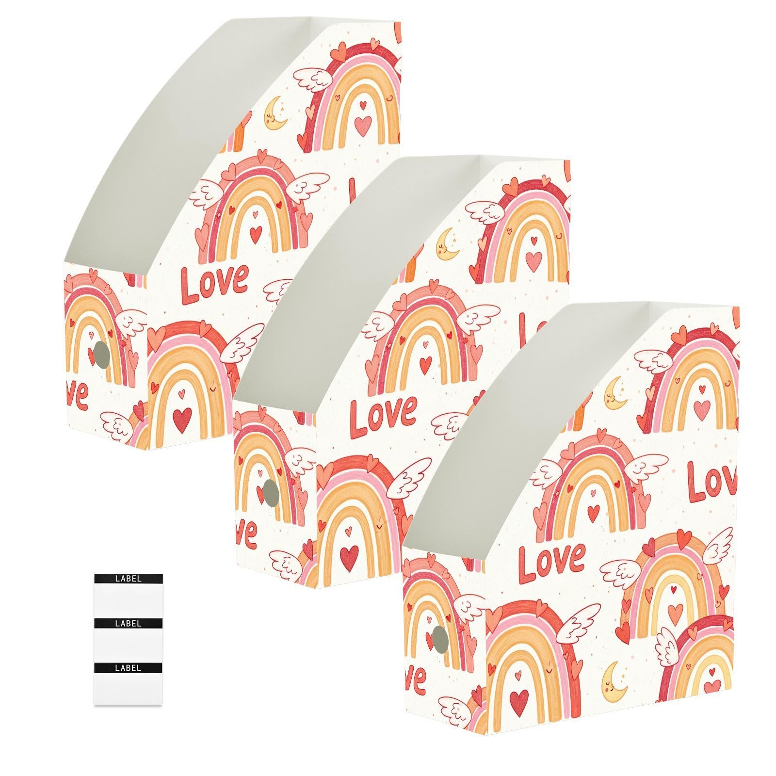 Organiseur de bureau avec classement vertical Motif arc-en-ciel Rose