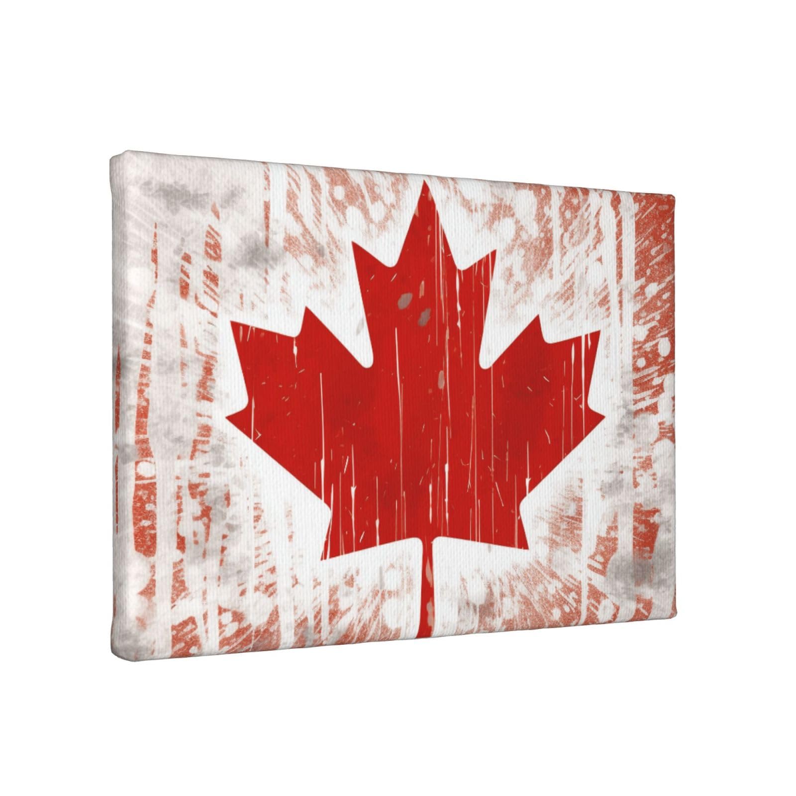 YKLJG Canada Flag Printed Wall Art Canvas Painting 30x20 CM Wooden Framed Picture Painting Artwork Prints for Bedroom Kitchen Home Office Decor