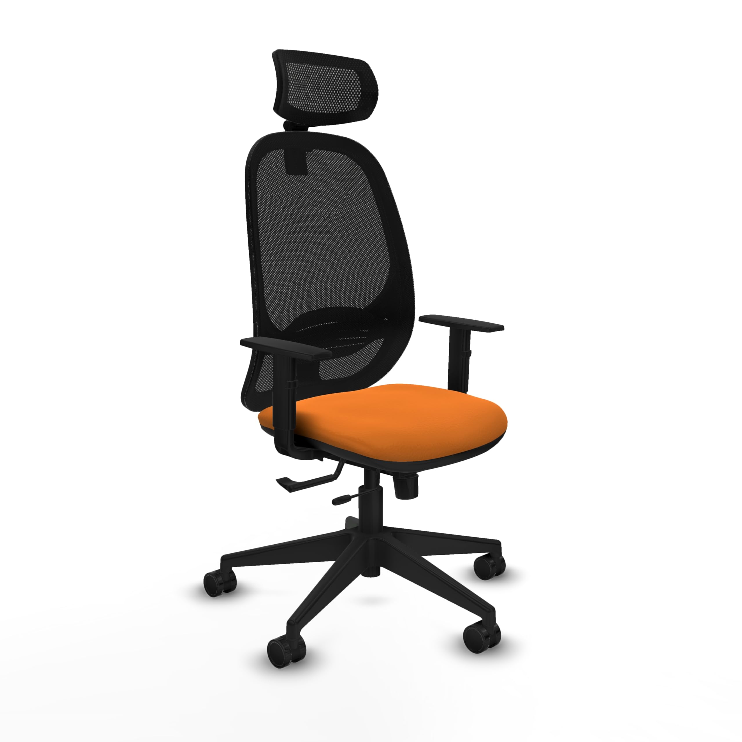 Chaise de travail sur ordinateur noire et orange avec appui-tête réglable pour le bureau