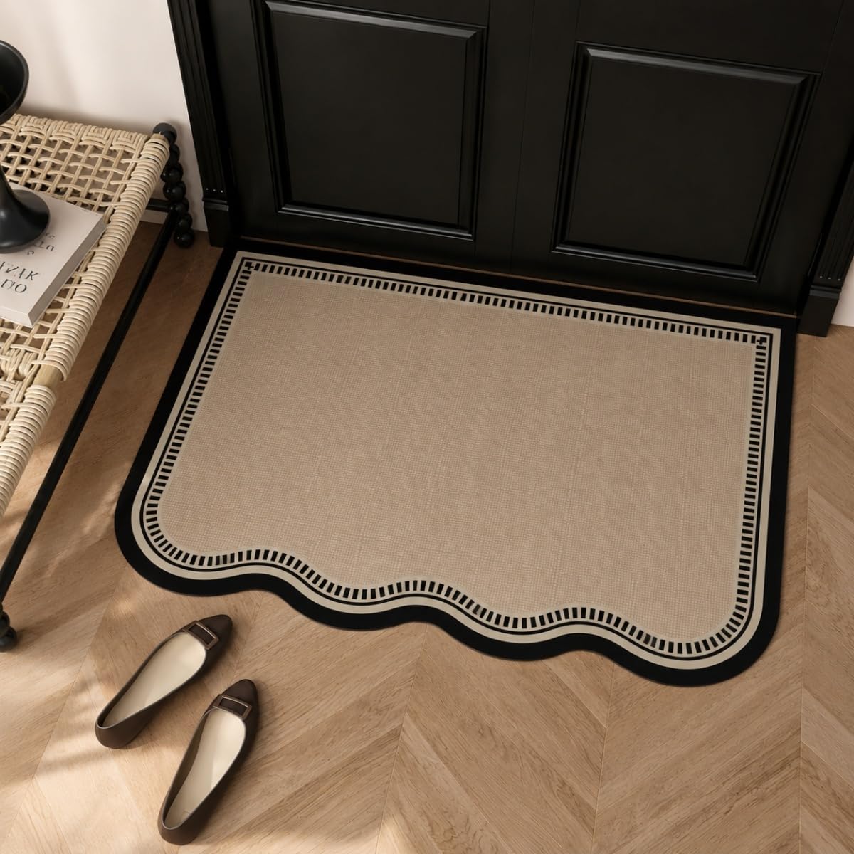 Kabisori玄関マット 室内 おしゃれ 洗える バスマット 玄関マット 屋内 吸水 速乾 滑り止め ふかふか 厚手 ドアマット 泥落とし オールシーズン 室内用 廊下マット 足拭きマット 抗菌 防臭 丸洗い (ダークブラウン, 50x80)