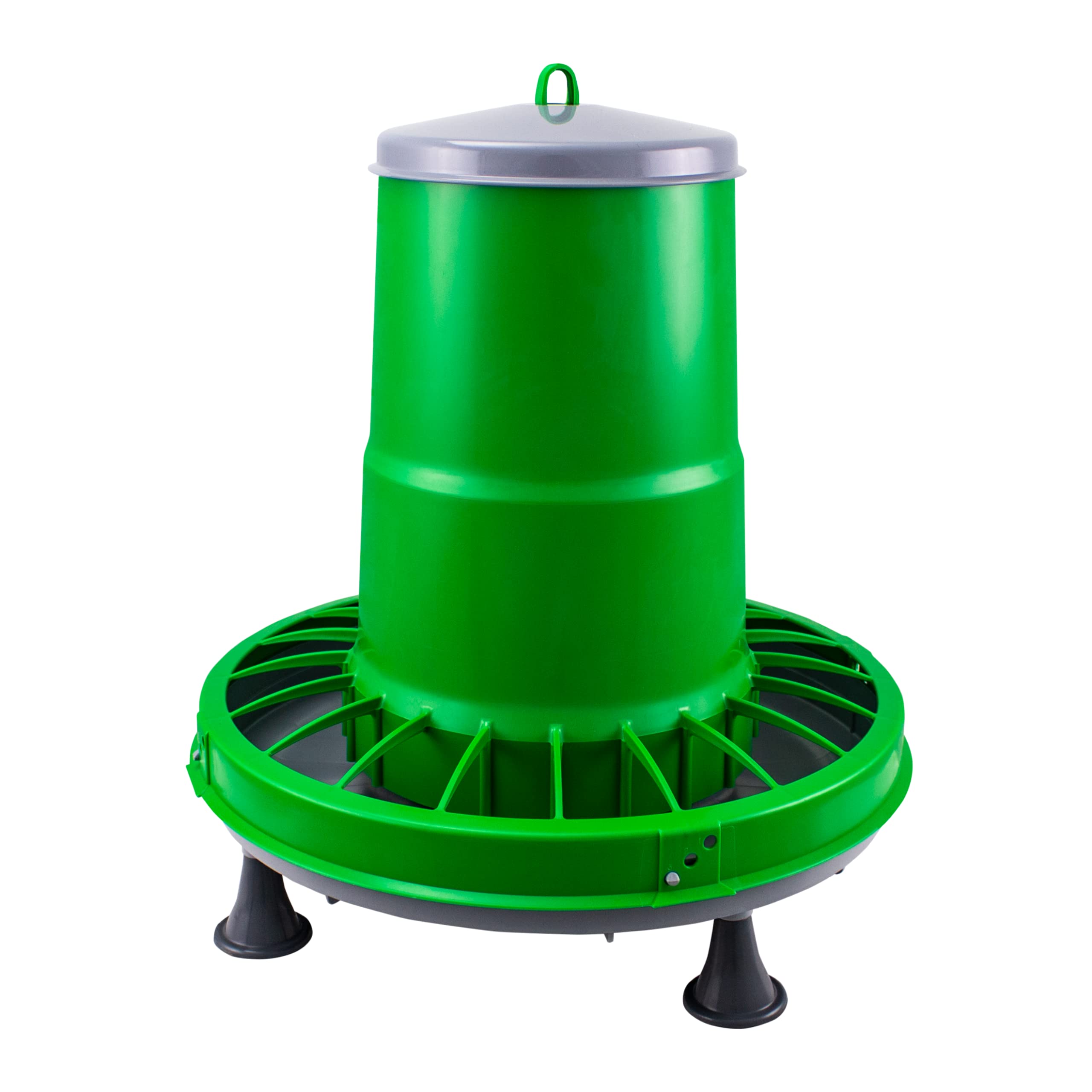 Zootec, Mangiatoia per Galline,Polli,Pulcini, Antispreco, 16 kg, Automatica, a Tramoggia, da Appendere, in Plastica, da Esterno e Interno, (Giallo/Grigio) - Made in Italy