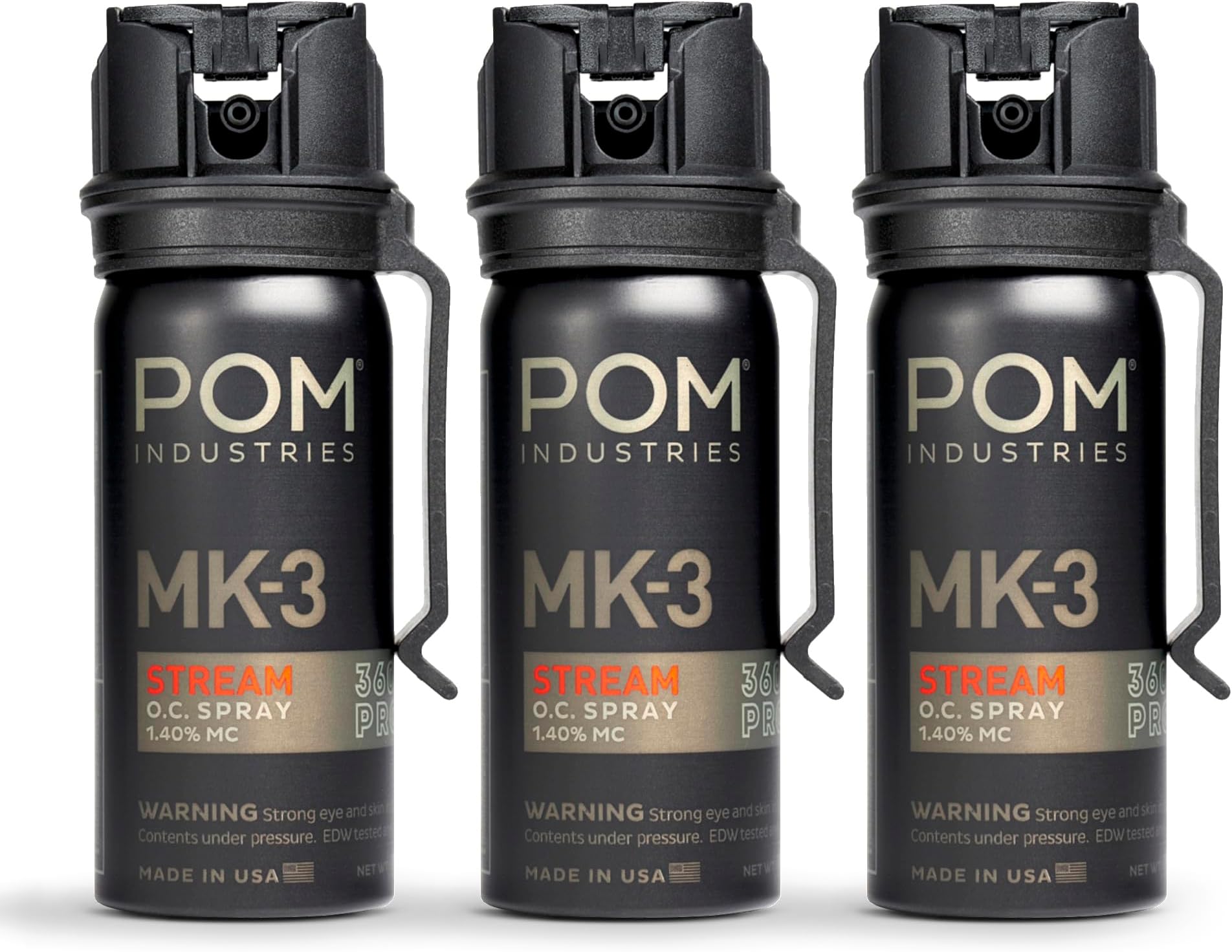 POM MK3 Pepper Spray, Belt Clip Model, Maximum Police Strength OC with UV Marking Dye, Quick Flip Top Safety, 360° Performance at Any Angle, Powerful Accurate Stream, 18 ft Range, 1.8 fl oz