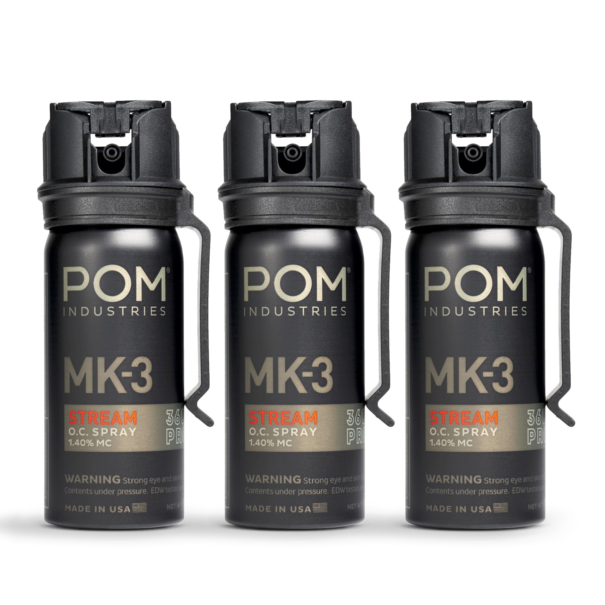 POM MK3 Pepper Spray, Belt Clip Model, Maximum Police Strength OC with UV Marking Dye, Quick Flip Top Safety, 360° Performance at Any Angle, Powerful Accurate Stream, 18 ft Range, 1.8 fl oz