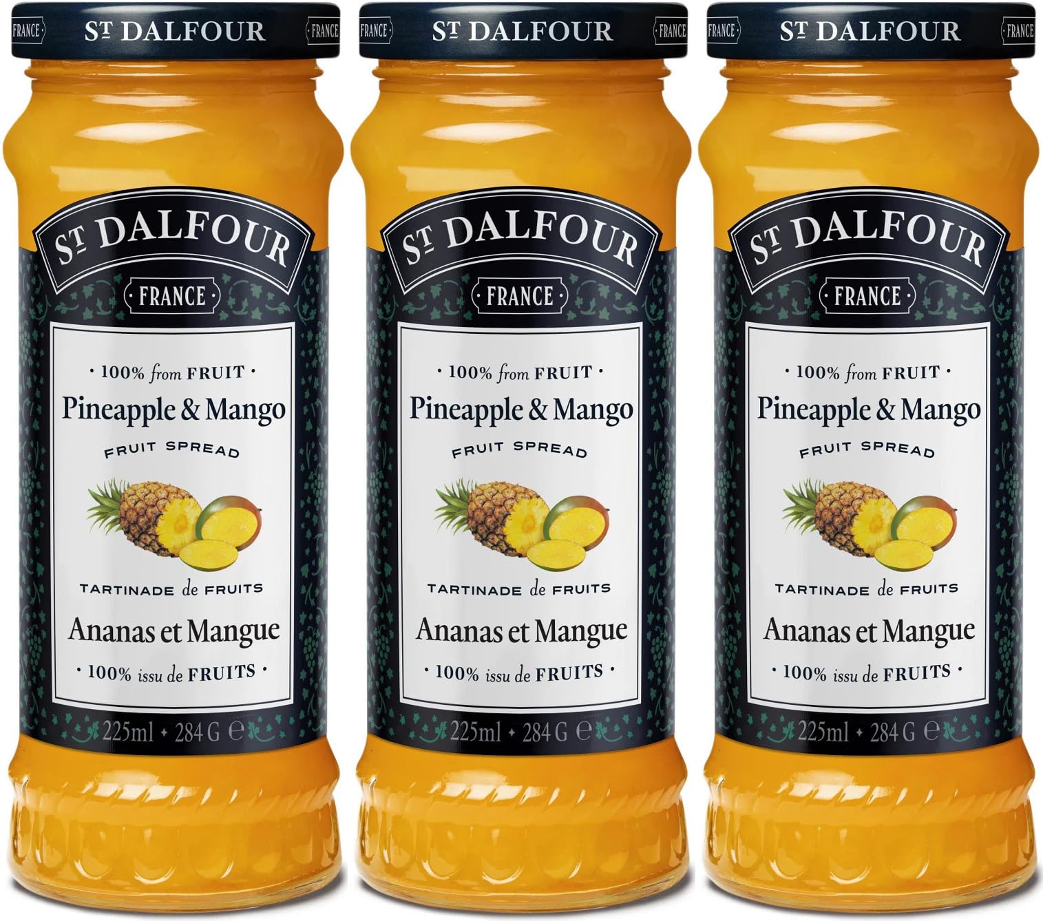 VALUBNDL: St. Dalfour Pineapple & Mango Fruit Spread (Bulk 3-Pack) – 225ml Jars – 100% Fruit & No Added Sugar – VALUBNDL Signature Bundle