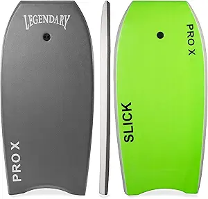 Bodyboard for Beach with Hard Slick Bottom, Boogie Boards for Kids & Adults, Legendary Pro X Heat Sealed with EPS Core, Leash