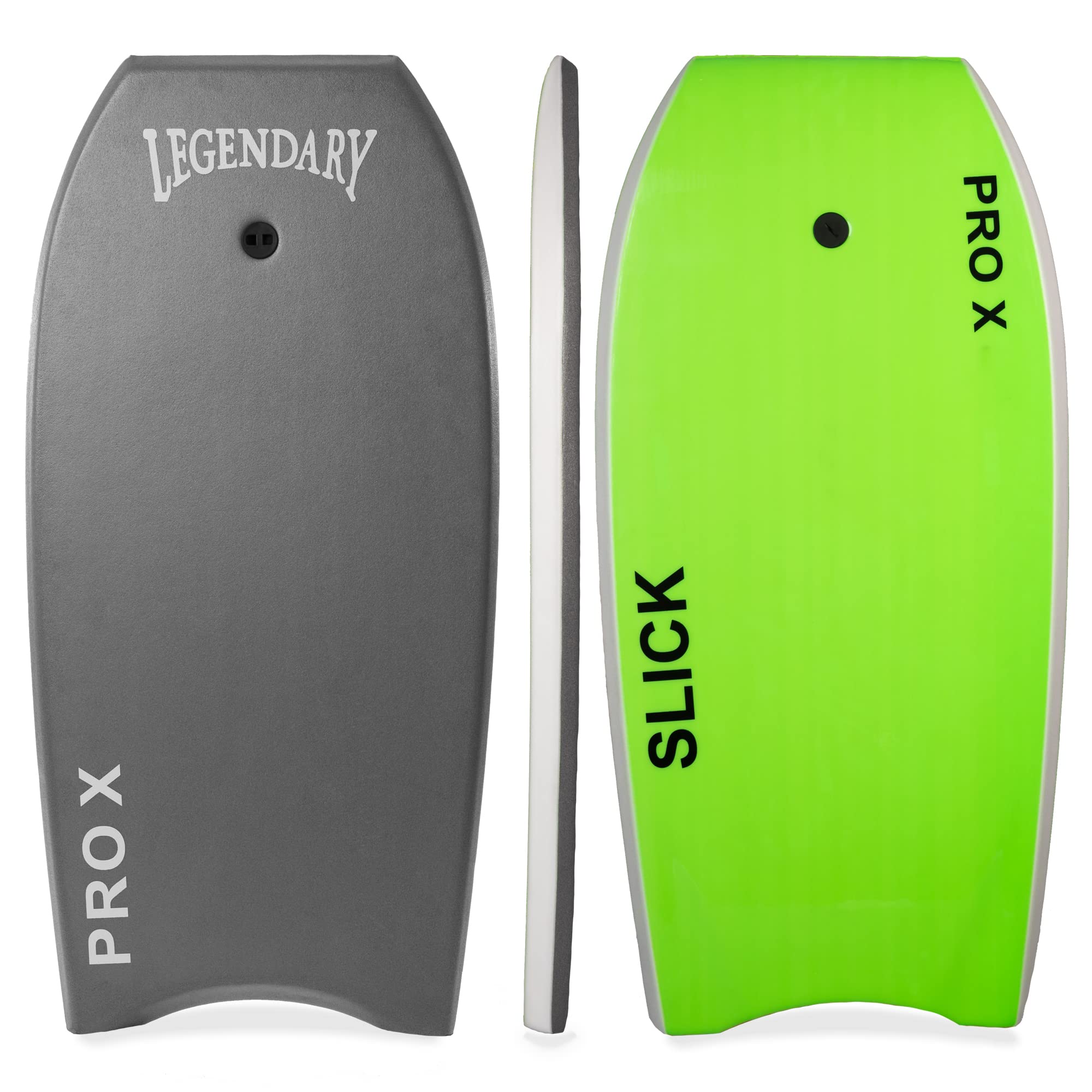 Legendary Pro X Bodyboard for Beach with Hard Slick Bottom, Boogie Boards for Kids & Adults, Heat Sealed with EPS Core, Leash
