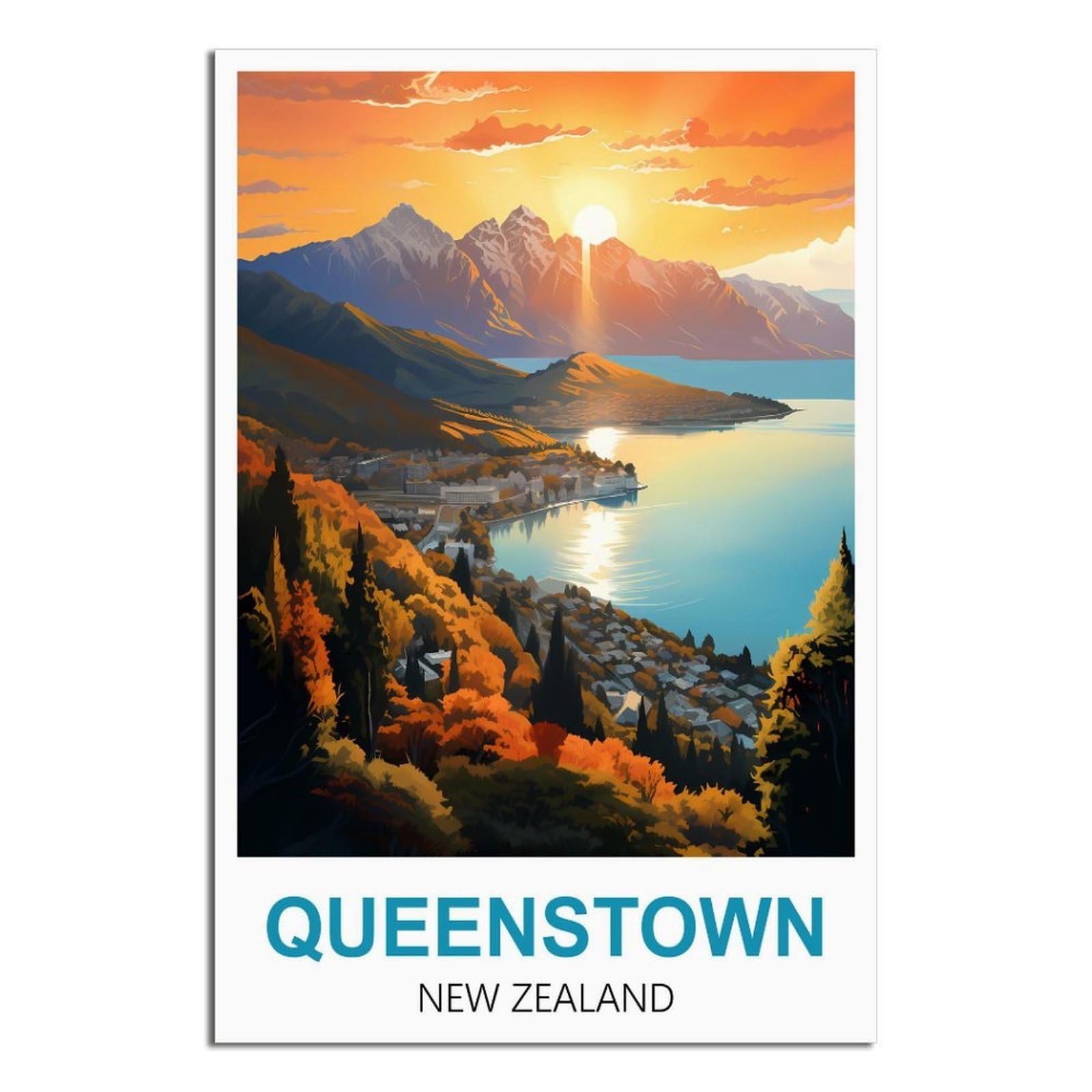 EZMLFA 5D Diamond Painting Kits for Adults,Queenstown New Zealand Sunrise,for Adults Beginners of All Ages, Round Full Drill Arts and Crafts Gems Home Wall Decor 40x50cm