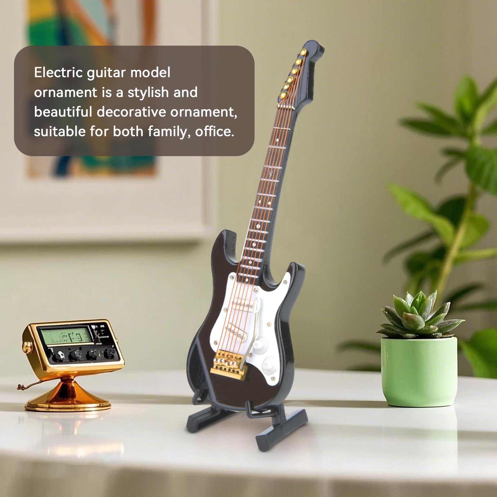 Mini modello di chitarra, chitarra elettrica in miniatura in legno con supporto ornamento per strumento musicale replica chitarra da tavolo per la casa