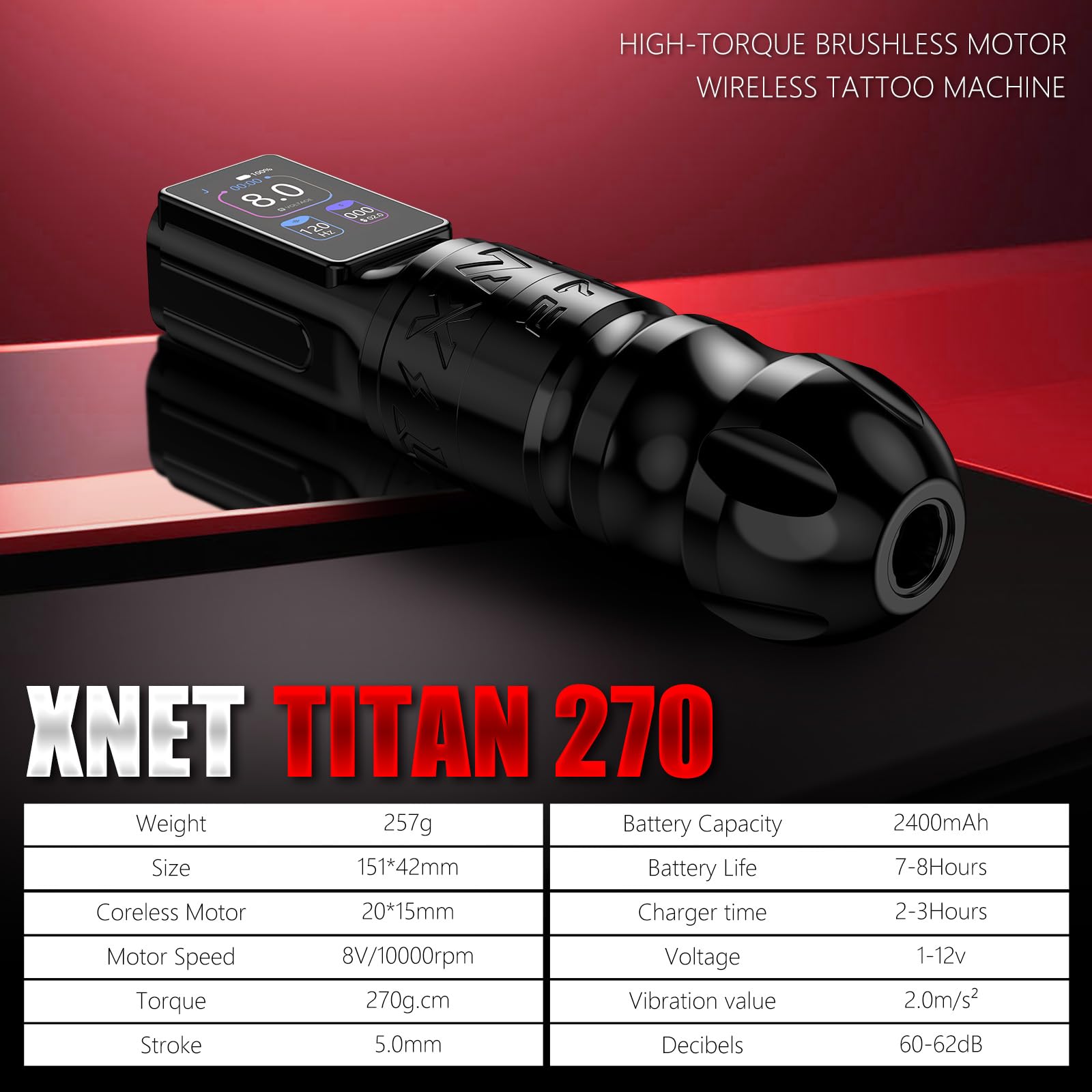 Xnet Titan 270 Tattoo Gun, High Torque Coreless Motor Tattoo