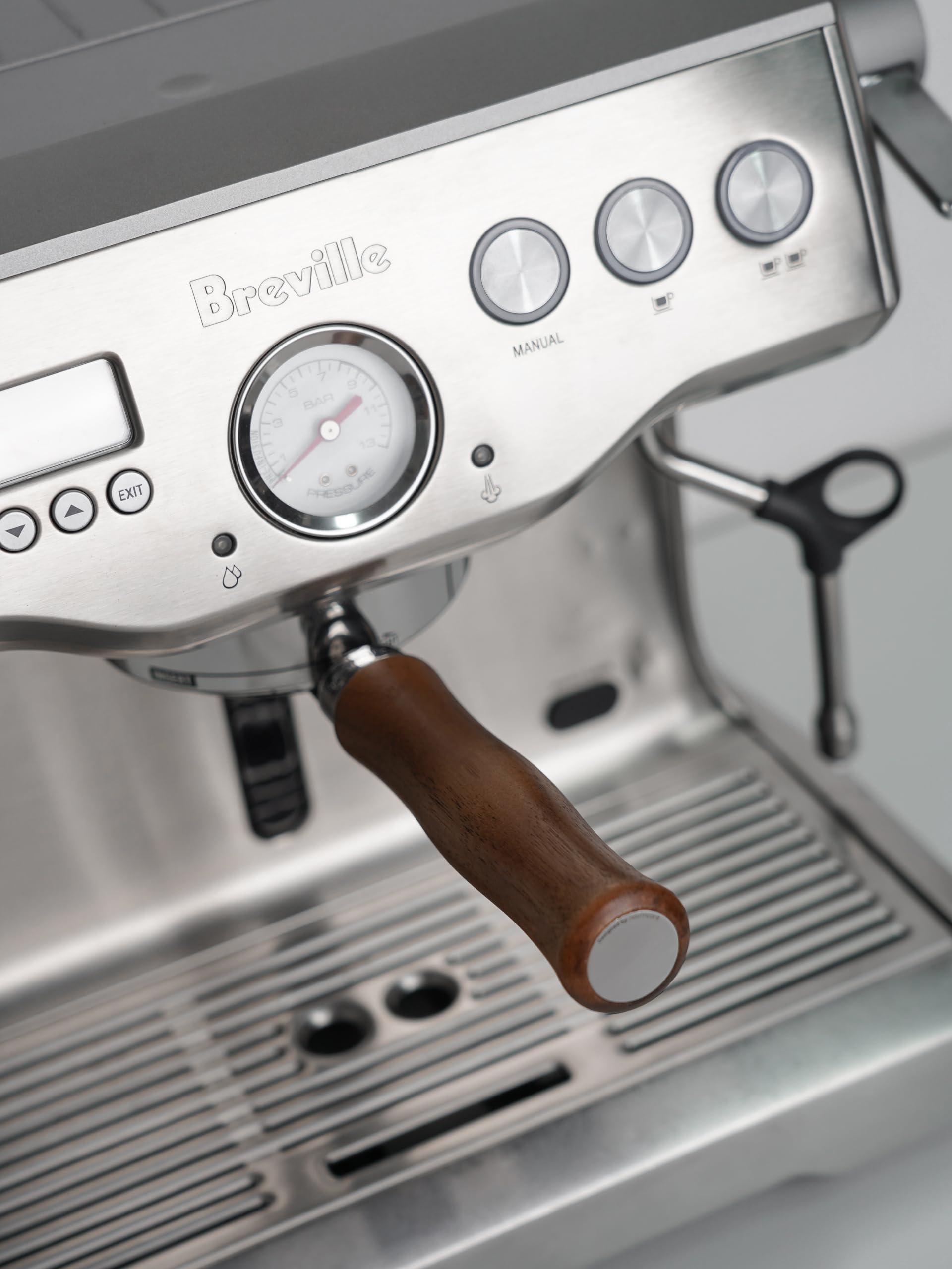 Normcore Portafiltro Senza Fondo 58 Mm Con Manico In Noce Americano | Cestello Alta Estrazione 18g | Compatibile Breville Sage
