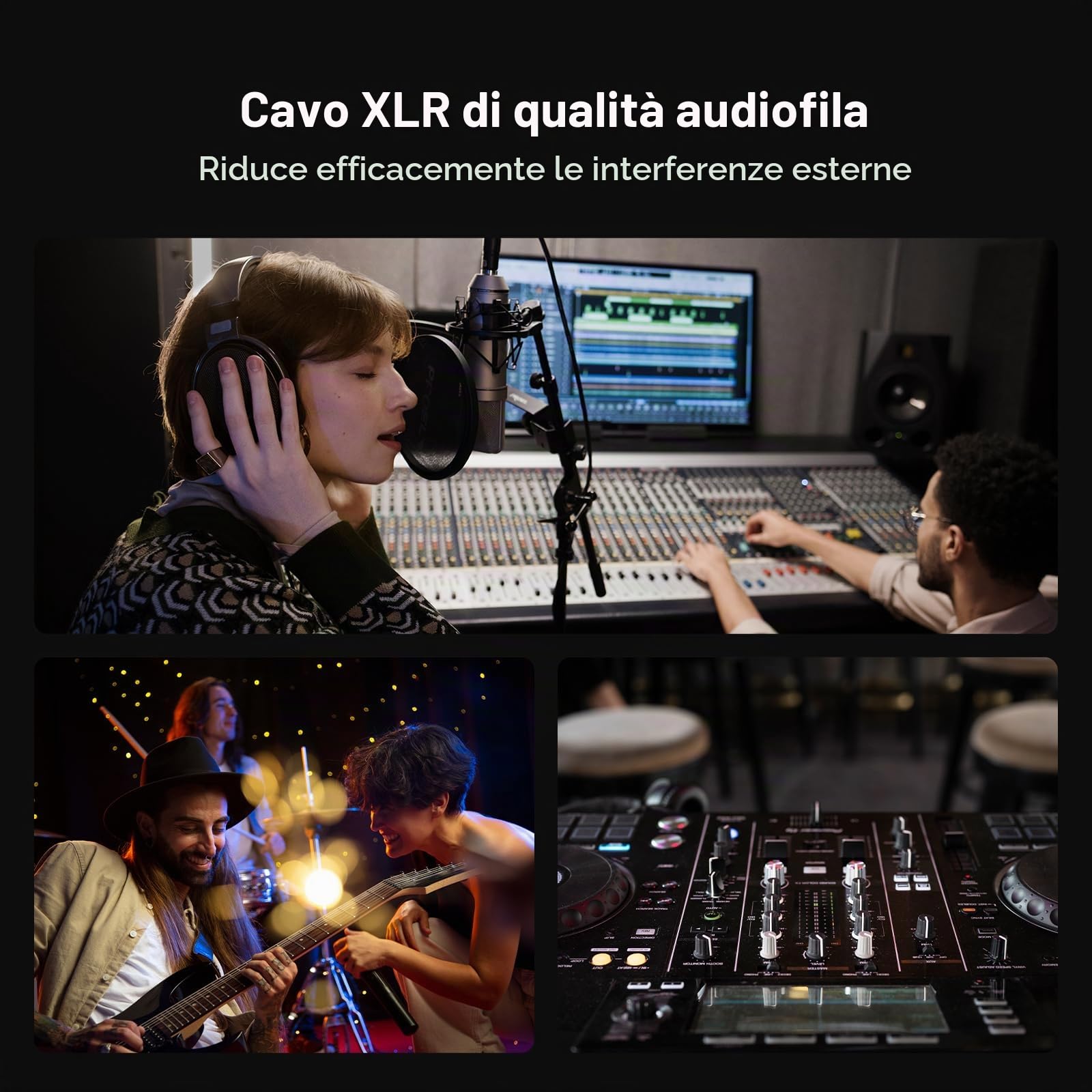 Fosi Audio Cavo XLR 1ft, 2 Pack Cavi Preamplificatore a Potenza Amplificatore, Schermatura durevole per ZA3 ZD3 Amplificatore DAC Preamplificatore Microfono