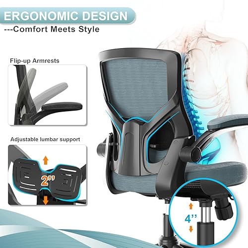 Miniatura 4 de Silla de oficina, silla de escritorio con respaldo alto, altura ajustable y diseño ergonómico, silla de computadora para oficina en casa, soporte