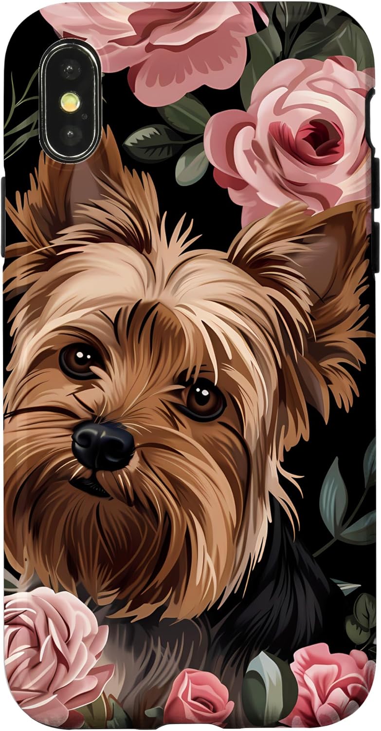 Yorkie Mom Retro Style Floral Design Case for iPhone 16