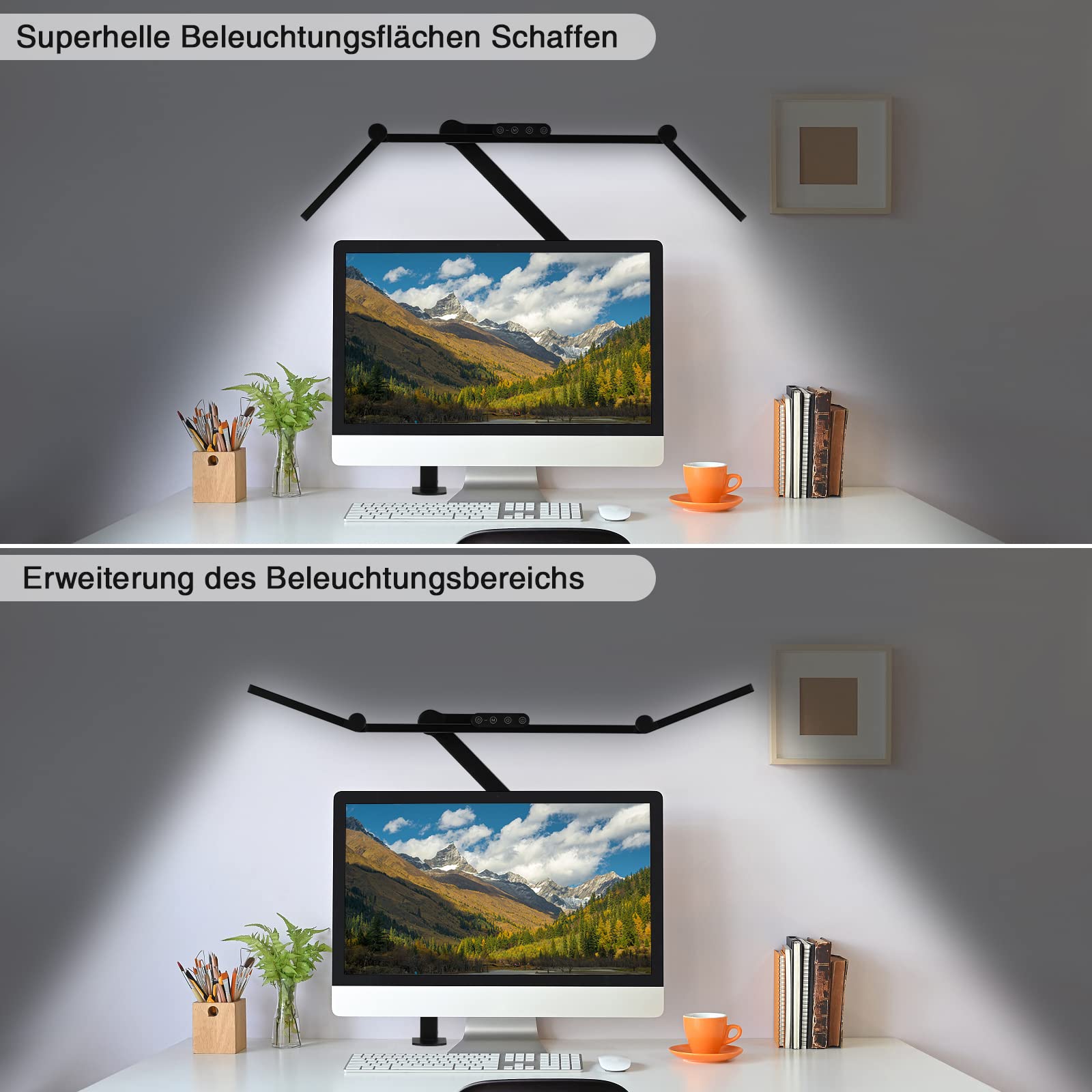 Asstikoo Lampada da Scrivania LED, 24W Dimmerabile Lampada da Scrivania con Morsetto, Lampade da Tavolo Dimmerazione Automatica, 5 Temperature di Colore e 5 Livelli di Luminosità