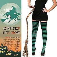 Vista 3 de SATINIOR 3 pares de medias altas extra largas a rayas por encima de la rodilla para mujer, disfraz de Halloween